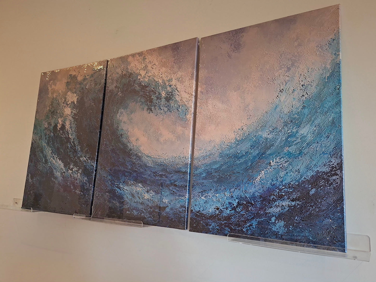 Ocean Depths Turquoise Wave Wall Art Set