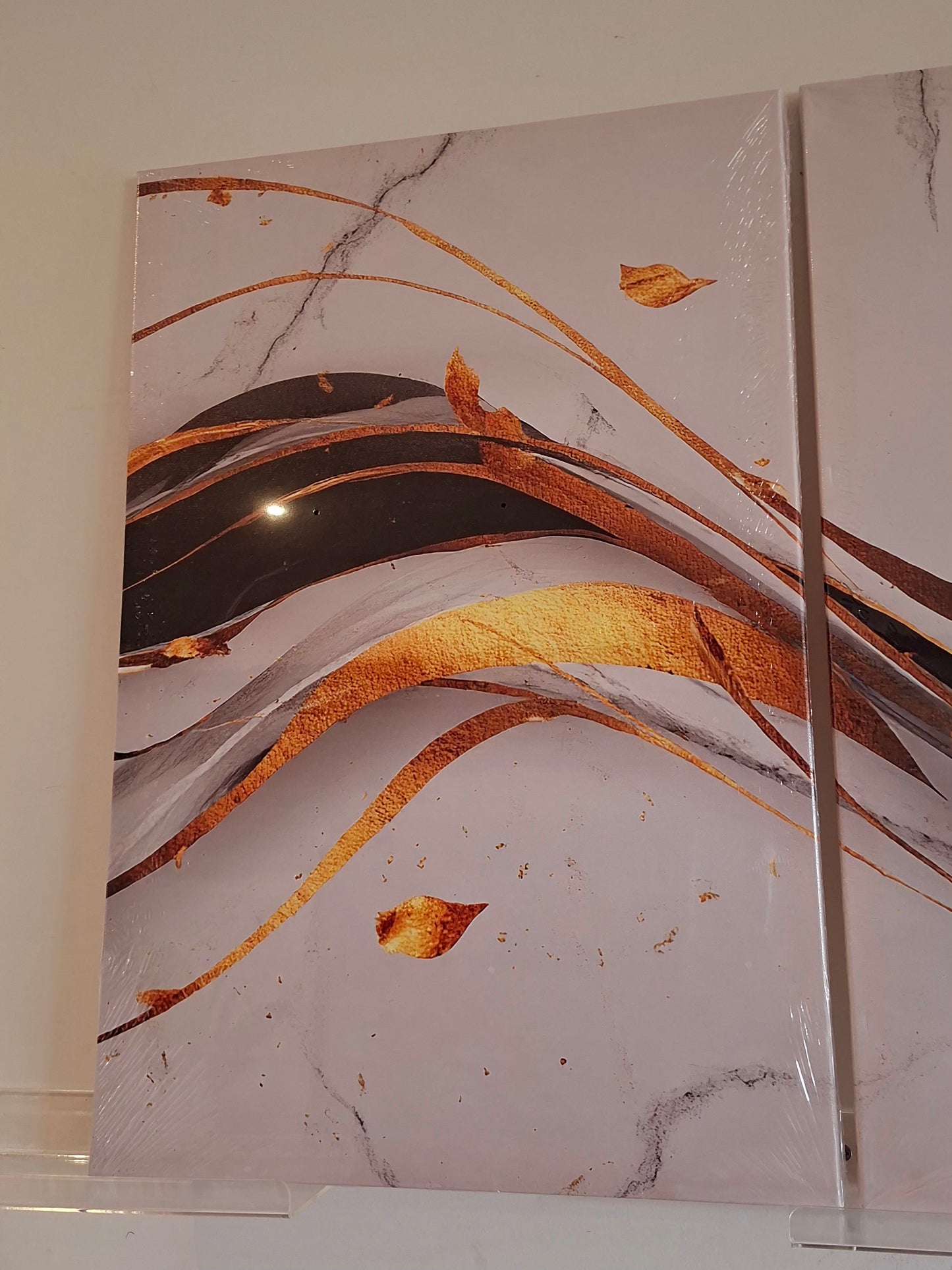 Gold Marble Wave Abstract Canvas Wall Art Set
