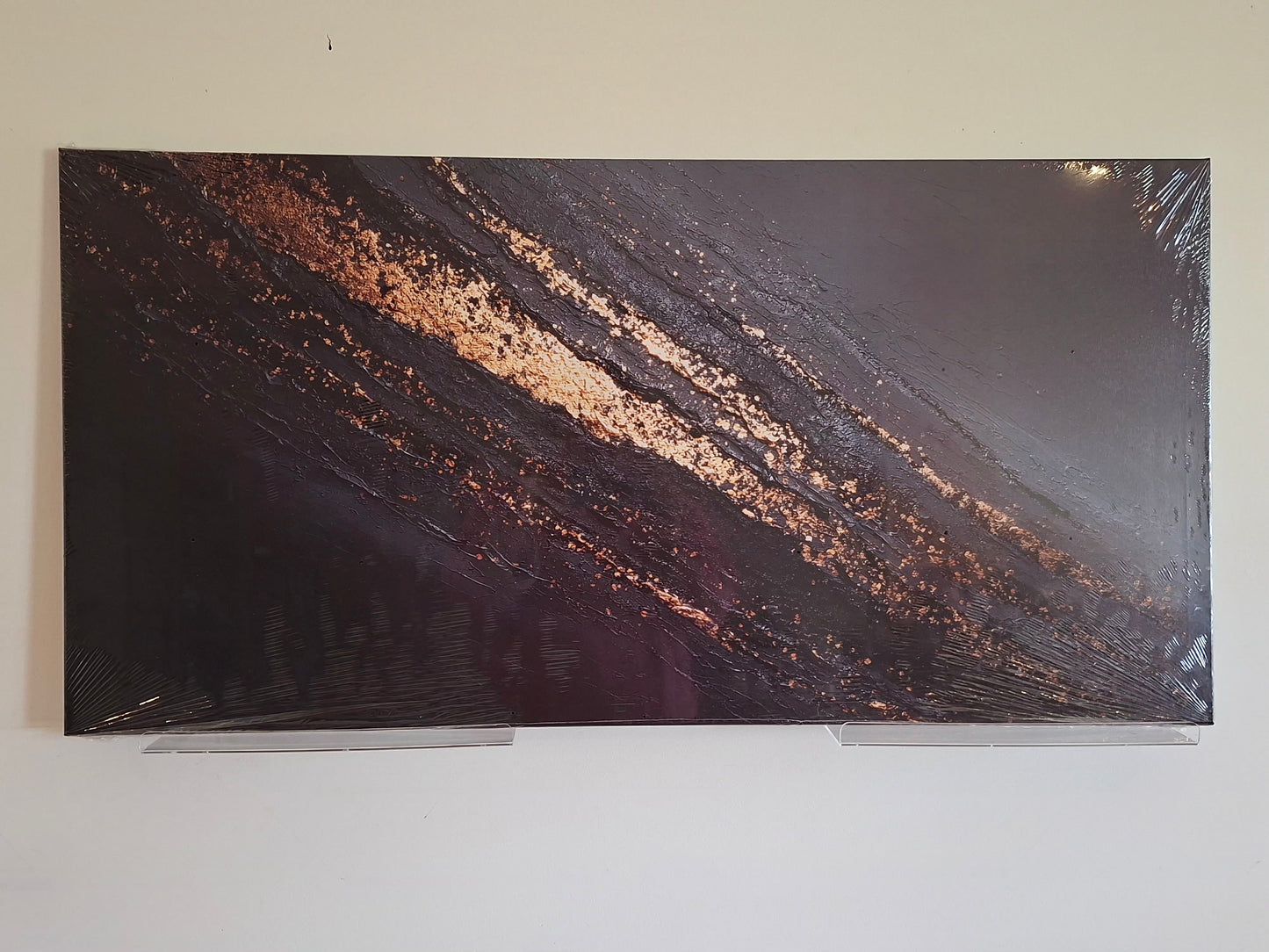 Dark Luxury Canvas Wall Art – Gold Streak Abstract Elegance