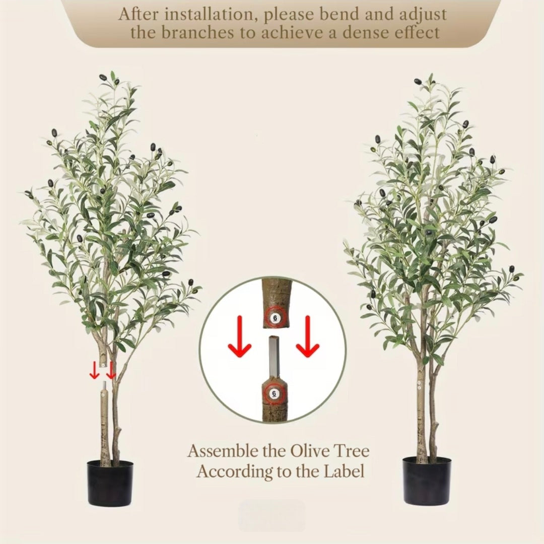 Artificial Olive Tree with Natural Wood Trunk & Lifelike Fruits - Indoor Décor