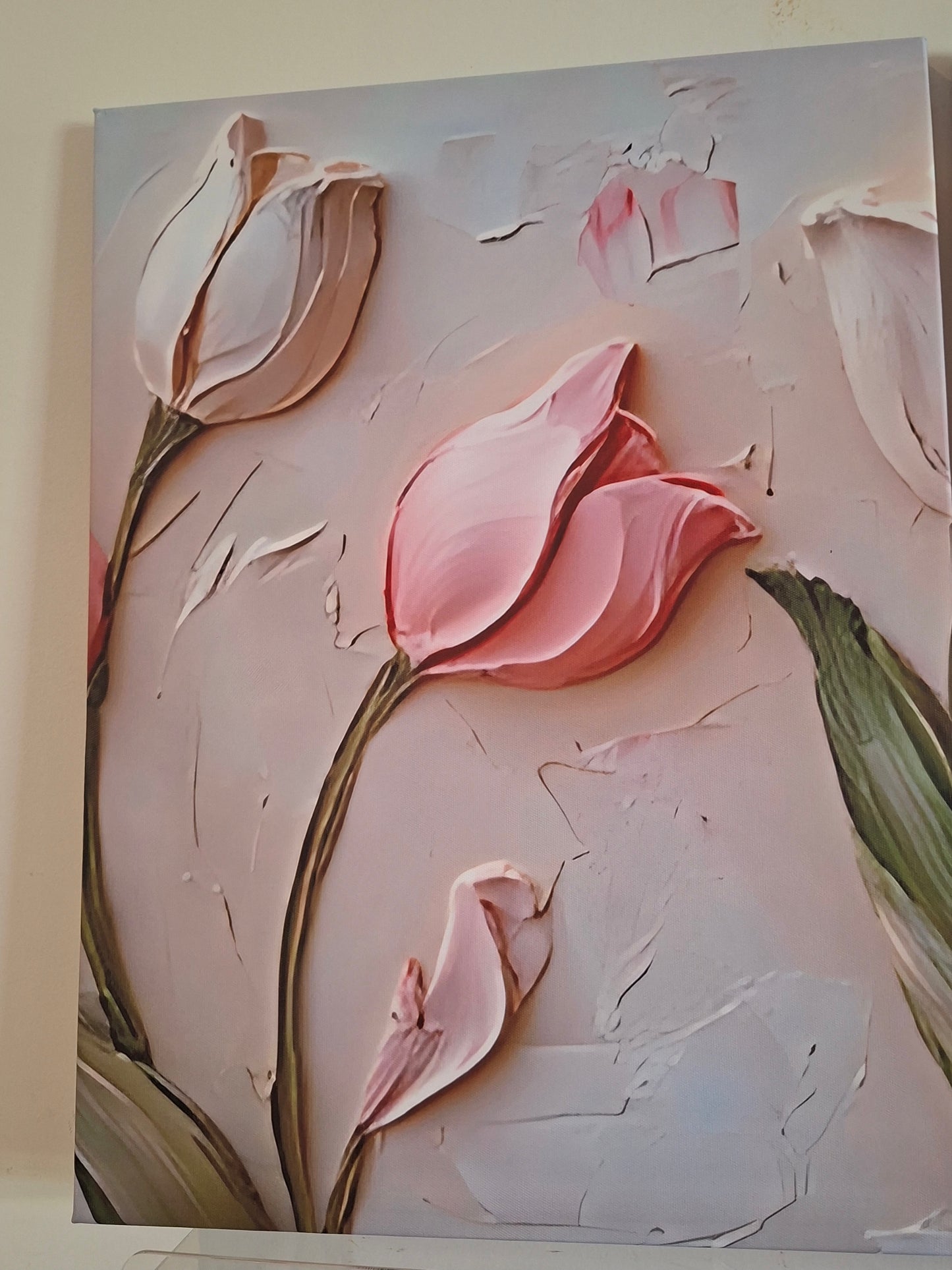 Modern Pink & White Tulip Canvas Wall Art Set