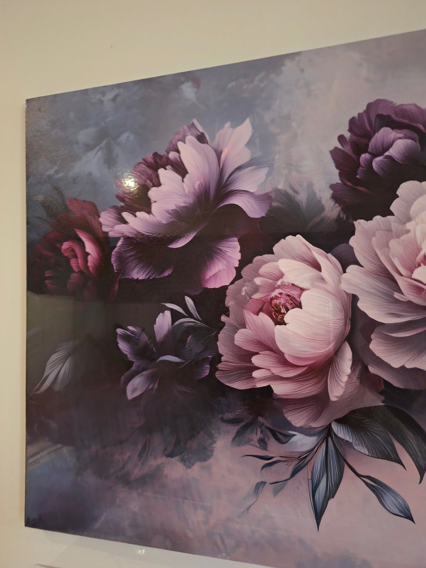 Purple & White Peony Framed Canvas Wall Art – Elegant Floral Décor