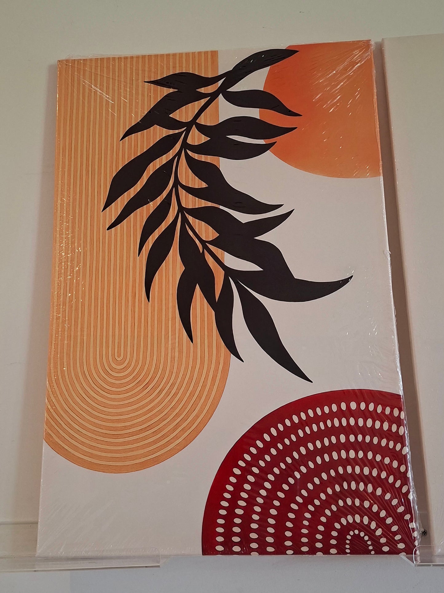 Boho Wall Art Set – Geometric & Plant Motif Canvas Prints