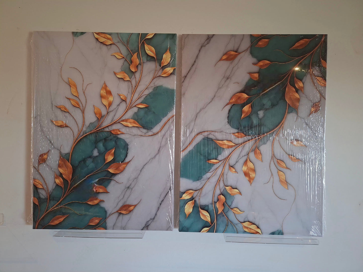 Green Marble & Gold Abstract Wall Art – Modern Minimalist Canvas Décor