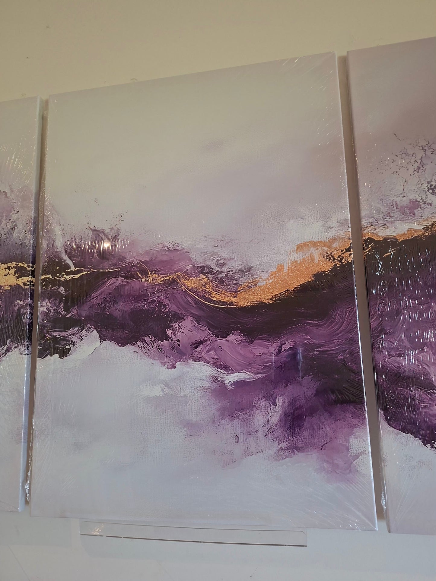 Purple & Gold Abstract Wall Art Set