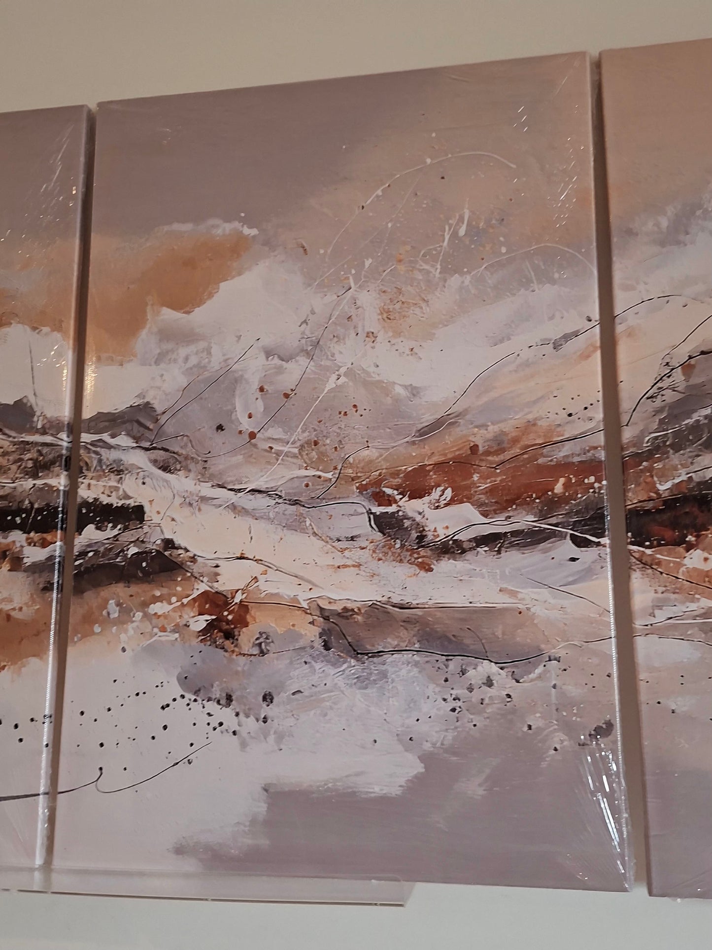 Earthy Neutral Abstract Canvas Wall Art Set