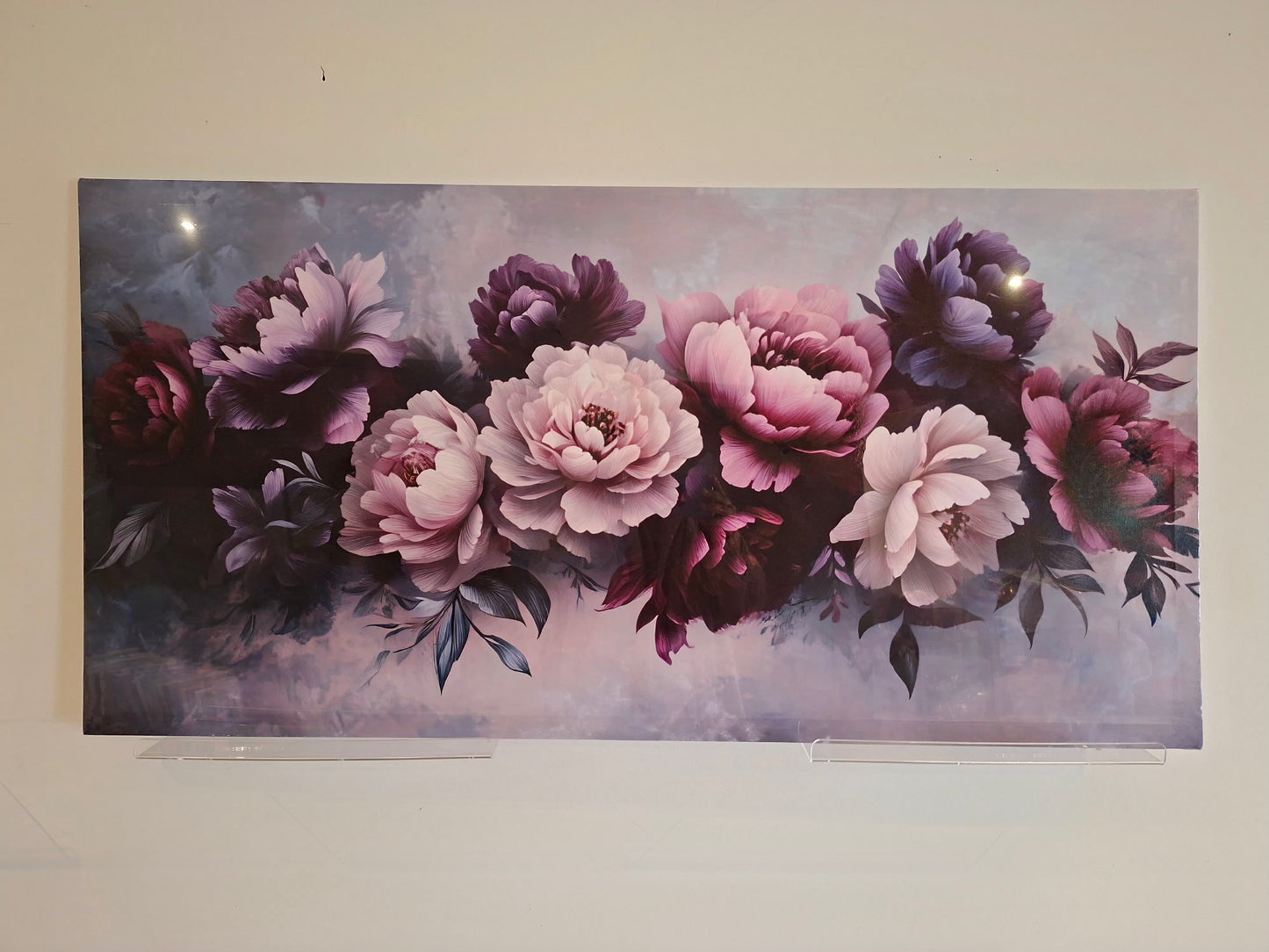 Purple & White Peony Framed Canvas Wall Art – Elegant Floral Décor