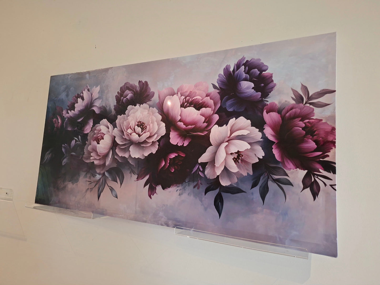 Purple & White Peony Framed Canvas Wall Art – Elegant Floral Décor