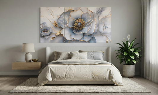 Modern Vintage Floral Canvas Wall Art Set