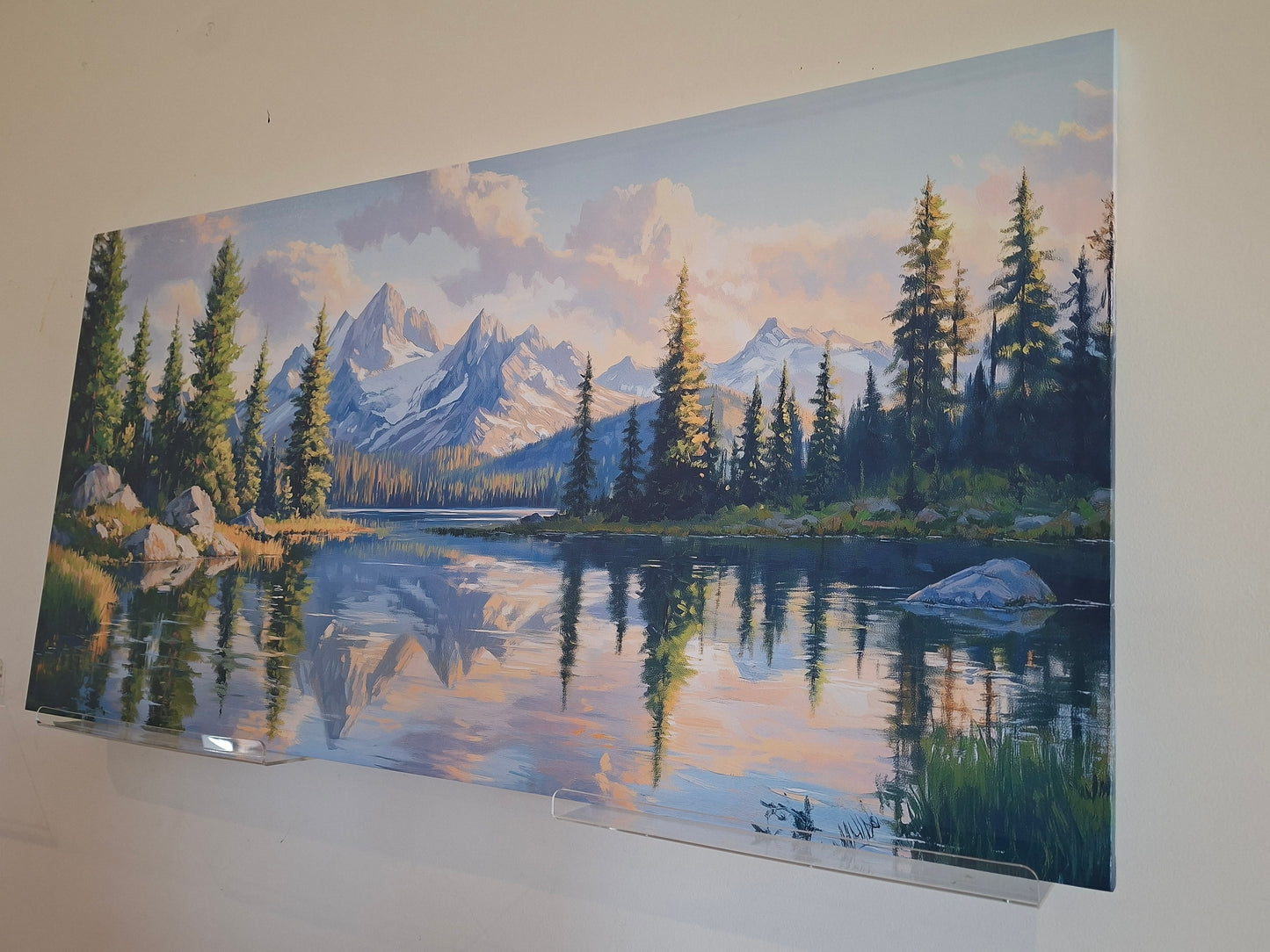 Serene Lake & Mountain Landscape Canvas Wall Art – Nature Scenery
