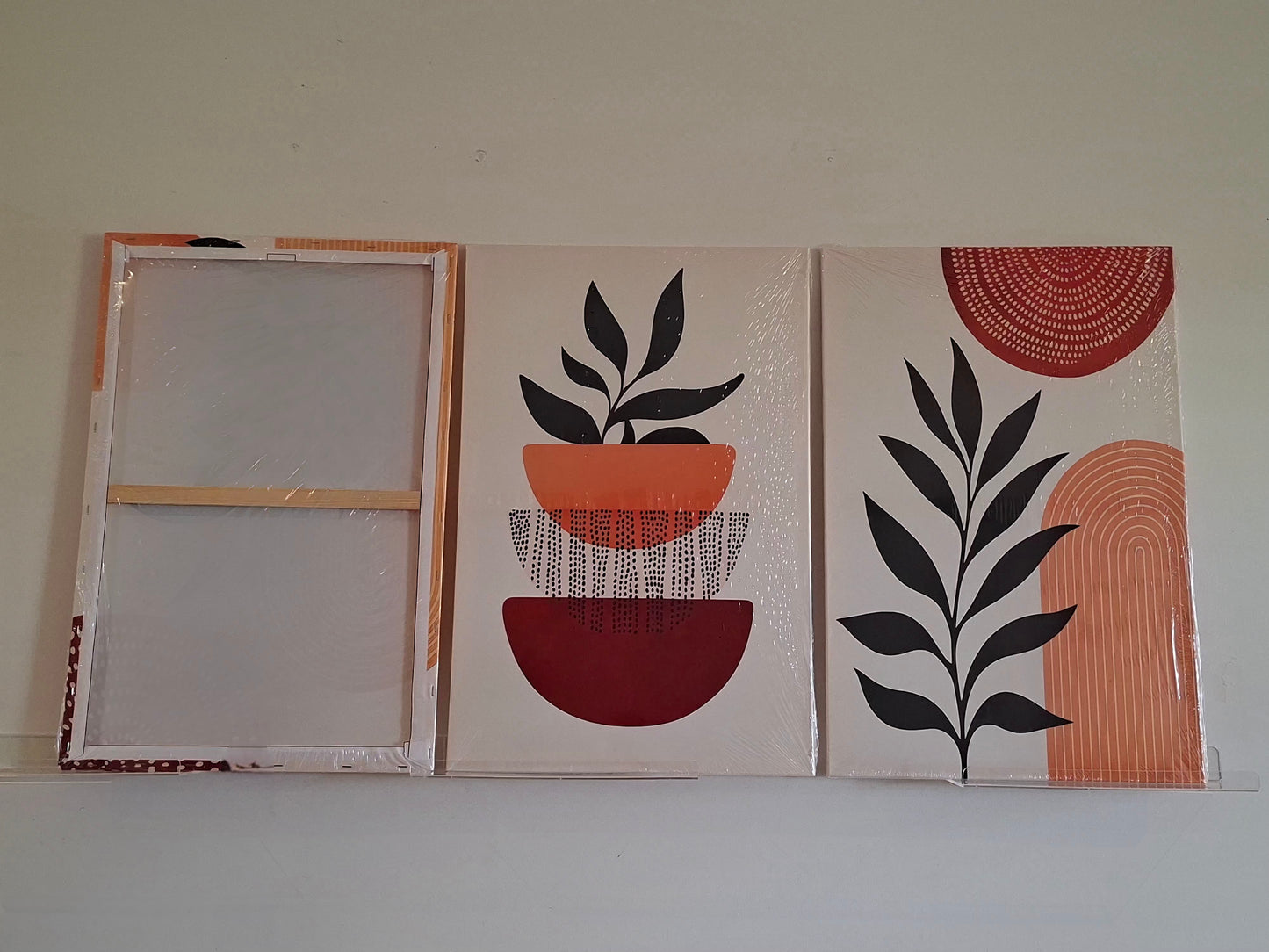 Boho Wall Art Set – Geometric & Plant Motif Canvas Prints
