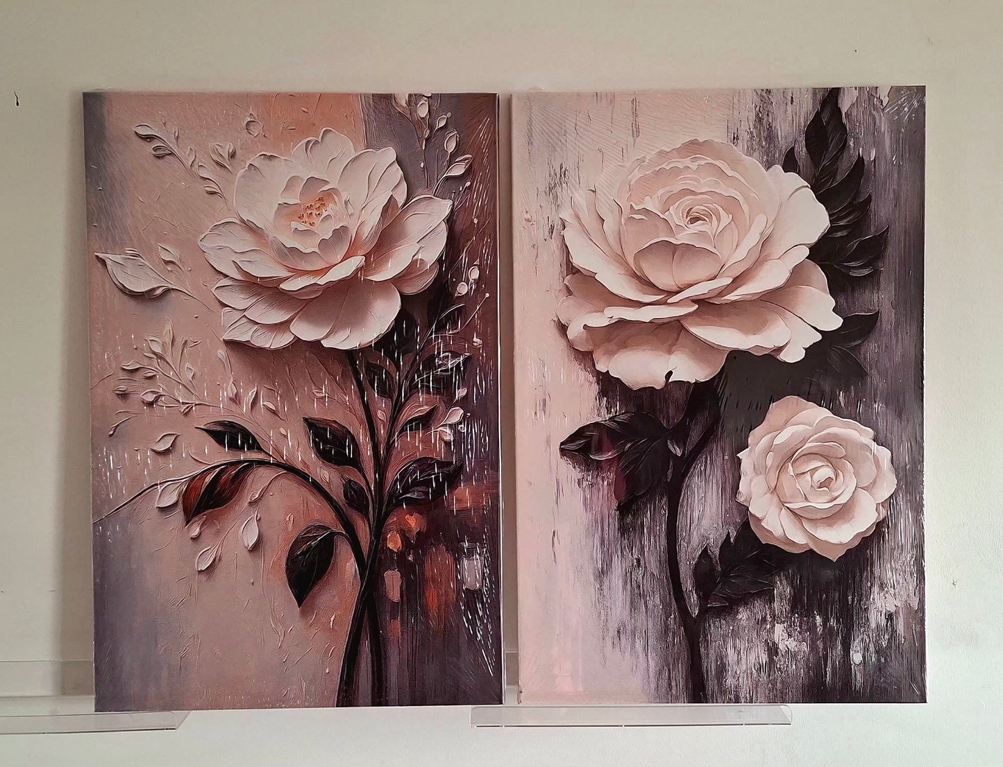 White Rose Wall Art – Elegant Floral Canvas Print Set