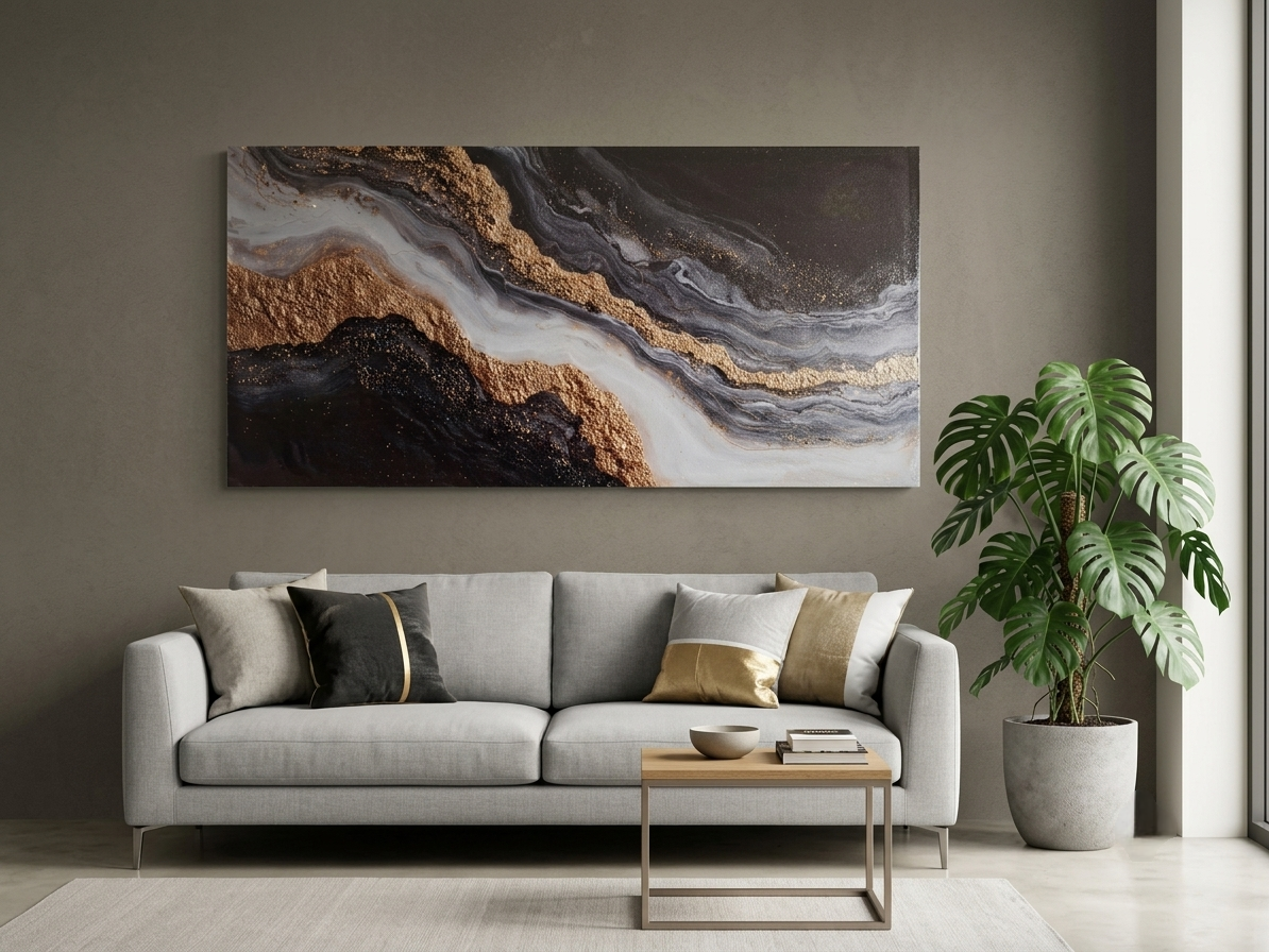Dark Luxury Marble Canvas Wall Art - 1pc