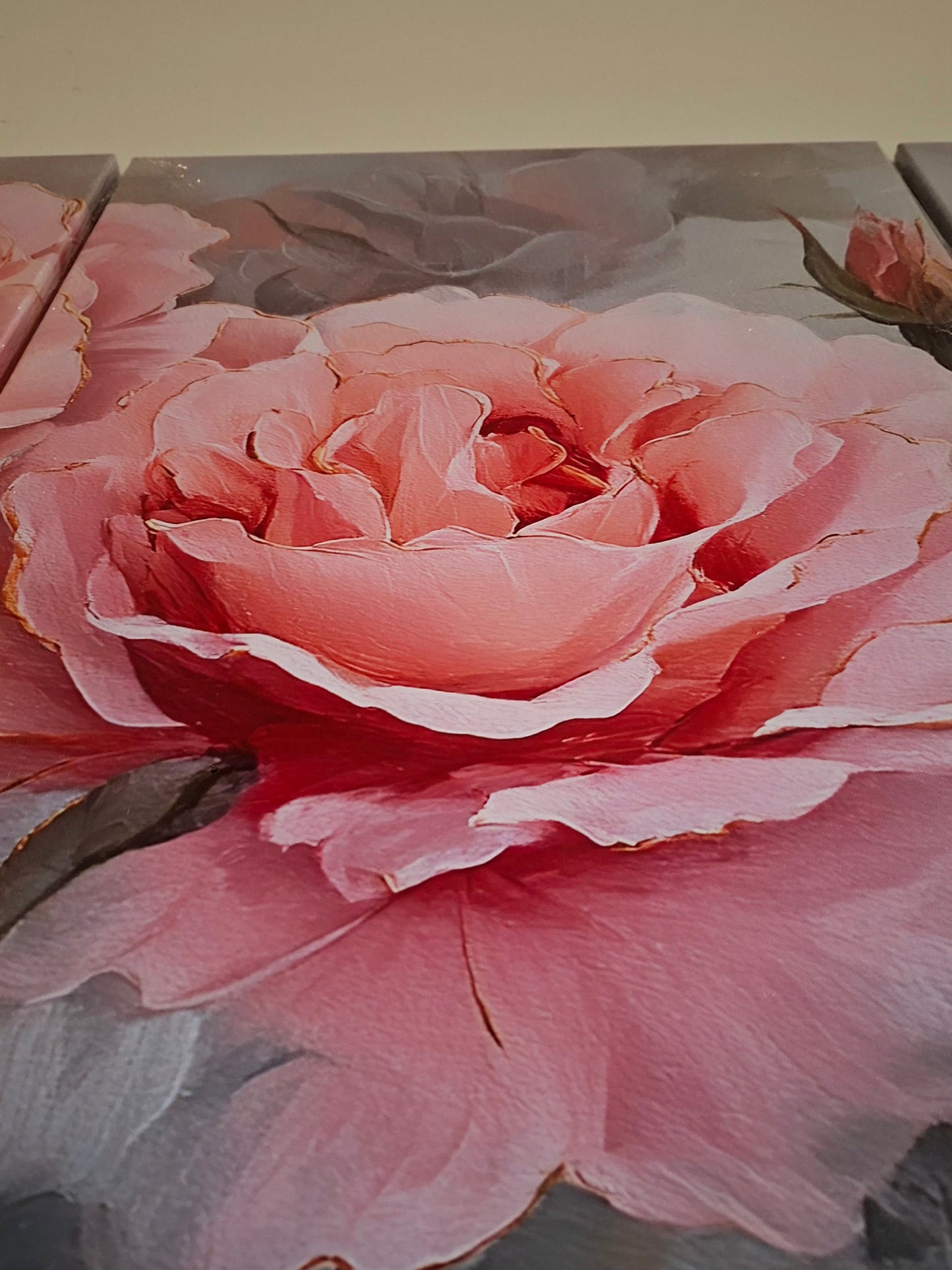Pink Roses Canvas Wall Art Set