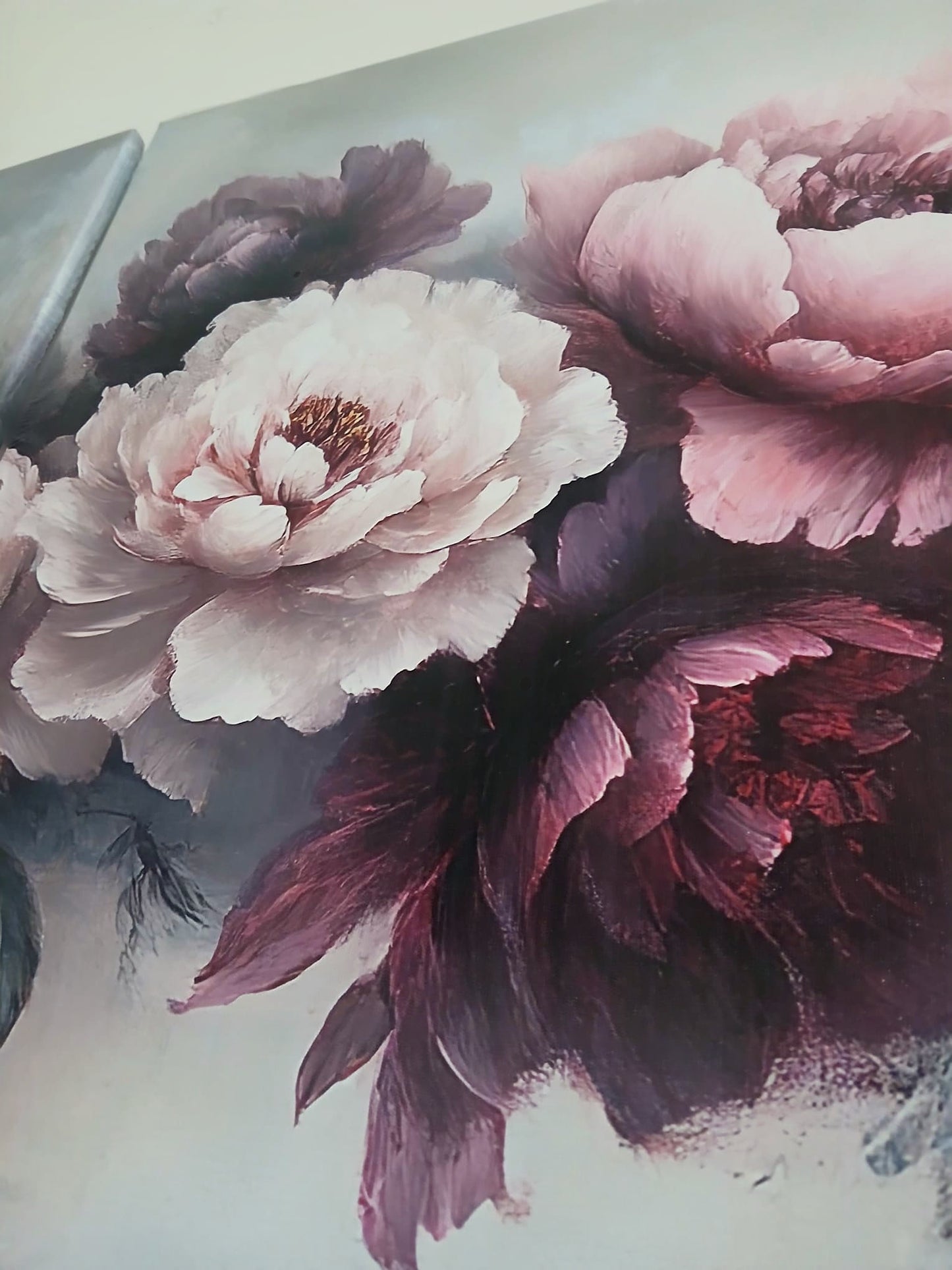 Purple Peony Floral Canvas Prints Wall Art Set