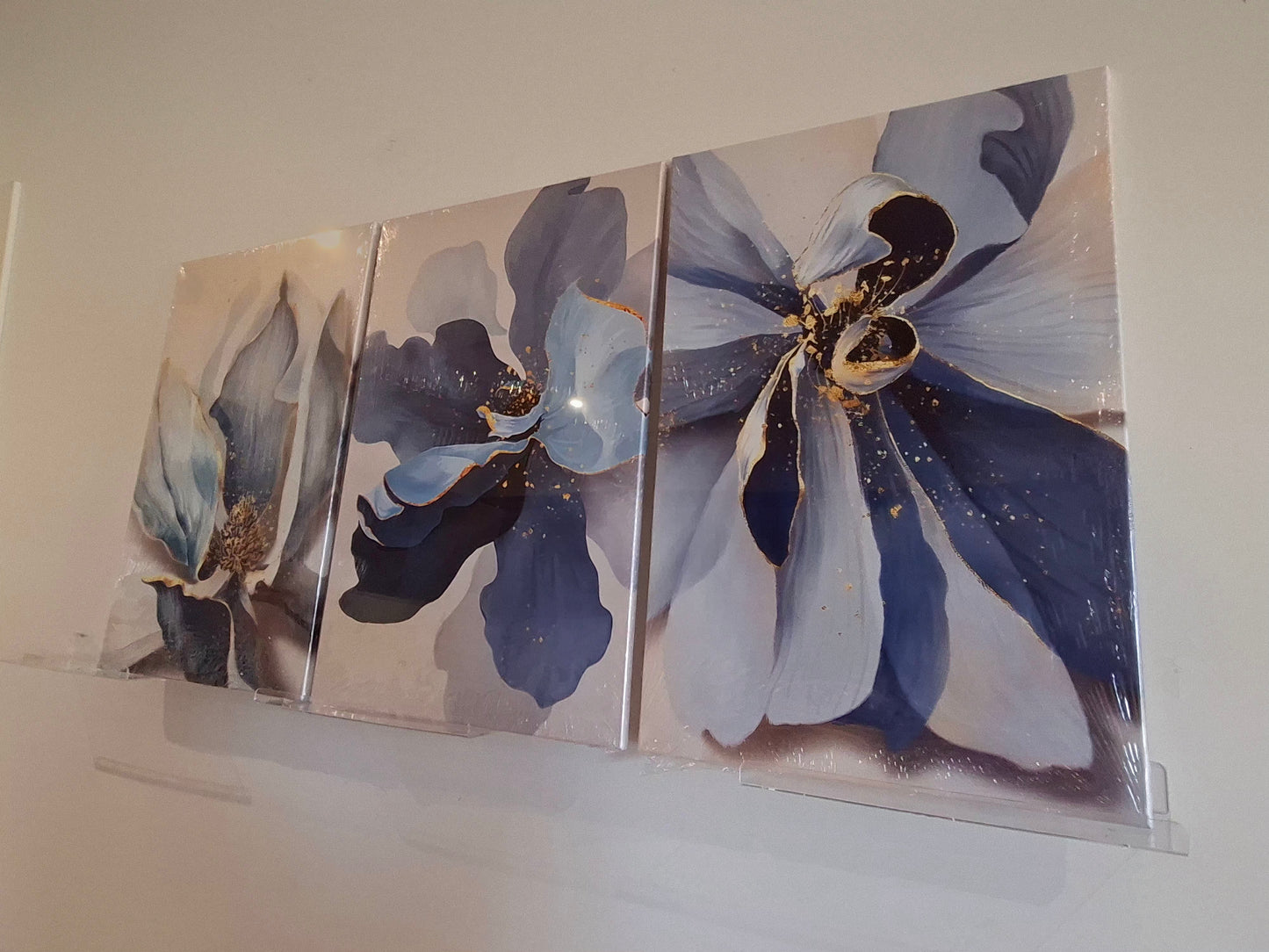 Blue Floral Abstract Canvas Wall Art Set
