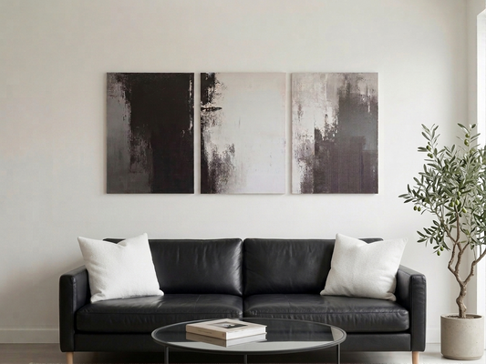 Black and White Abstract Canvas Wall Art Set