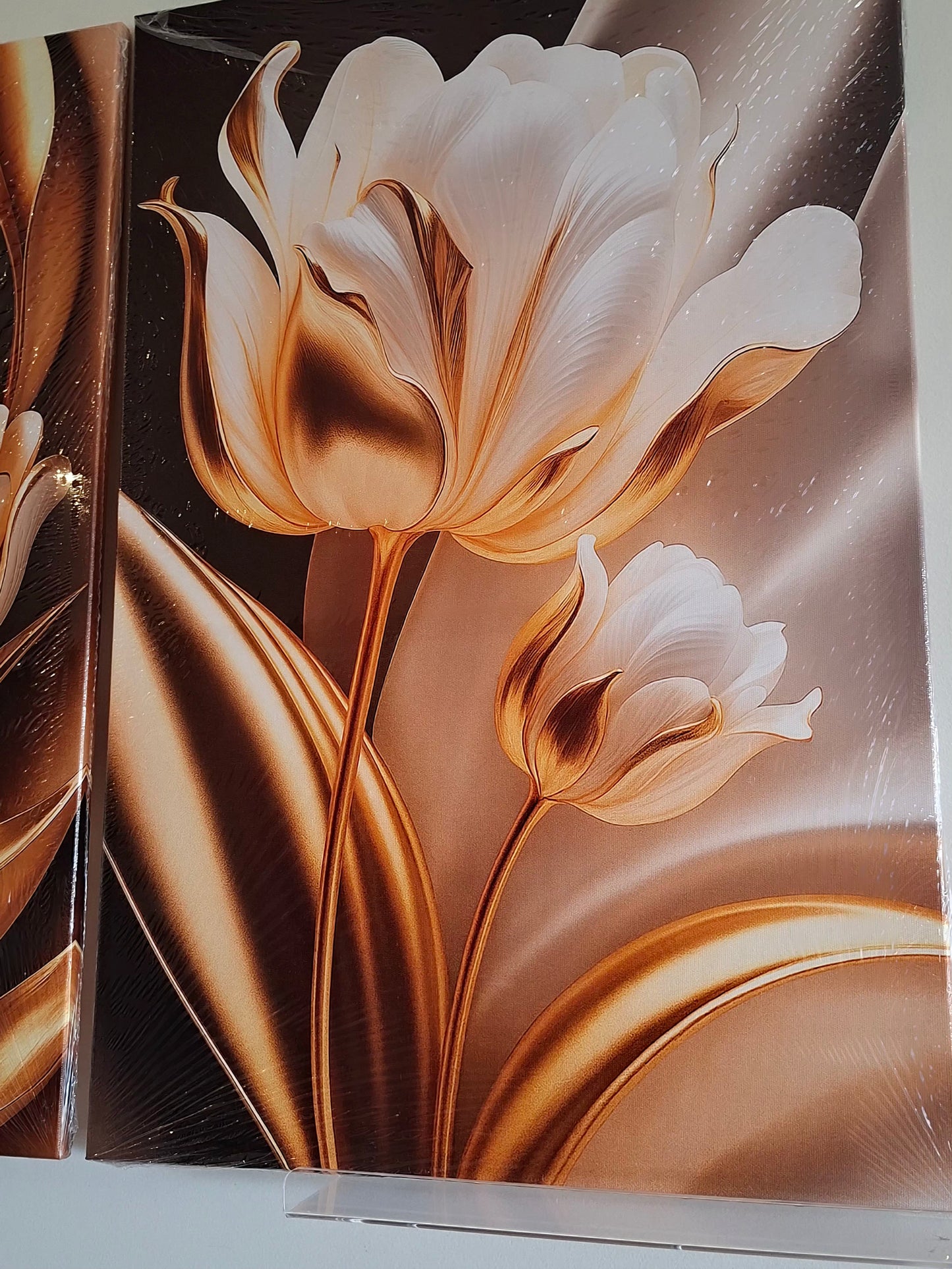 Luxury Gold Tulip Canvas Wall Art Set