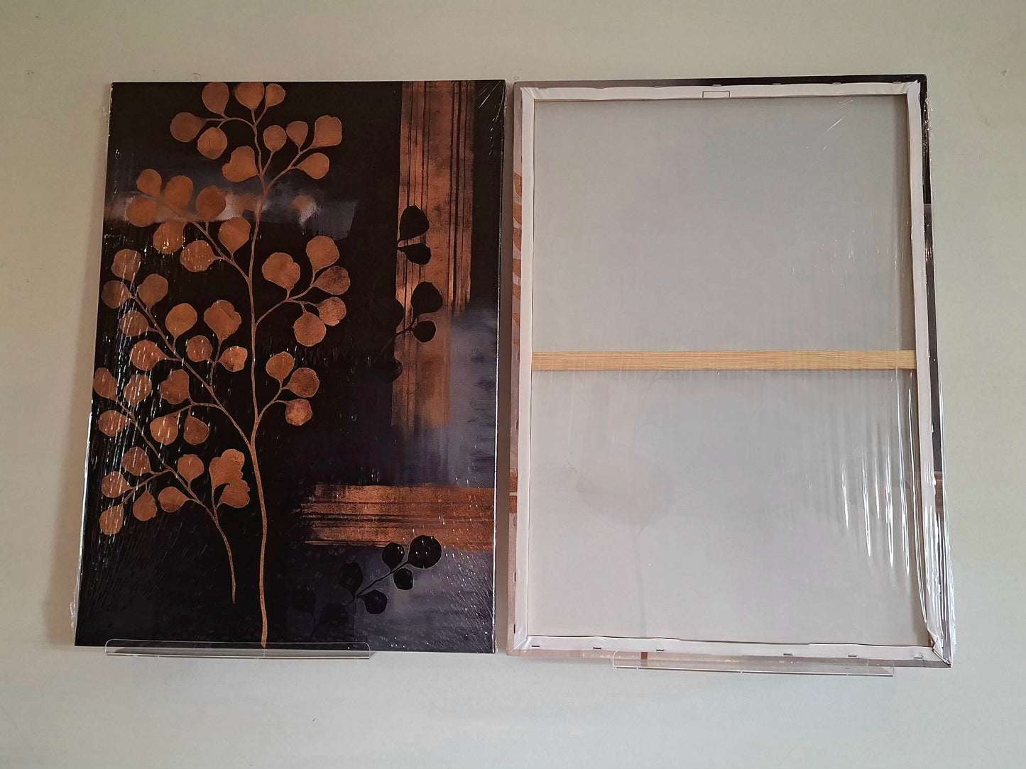 Golden Leaves Canvas Wall Art – Dark Elegant Foliage Décor