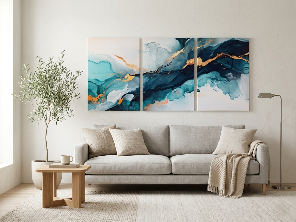 Abstract Flow Swirl Canvas Print Wall Art Set