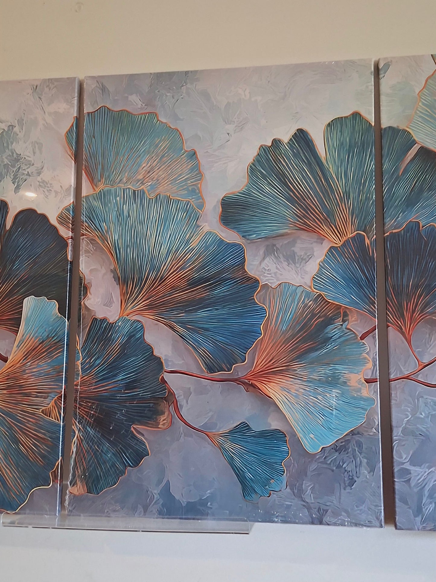 Teal & Gold Botanical Canvas Wall Art – Modern Leaf Elegance Décor