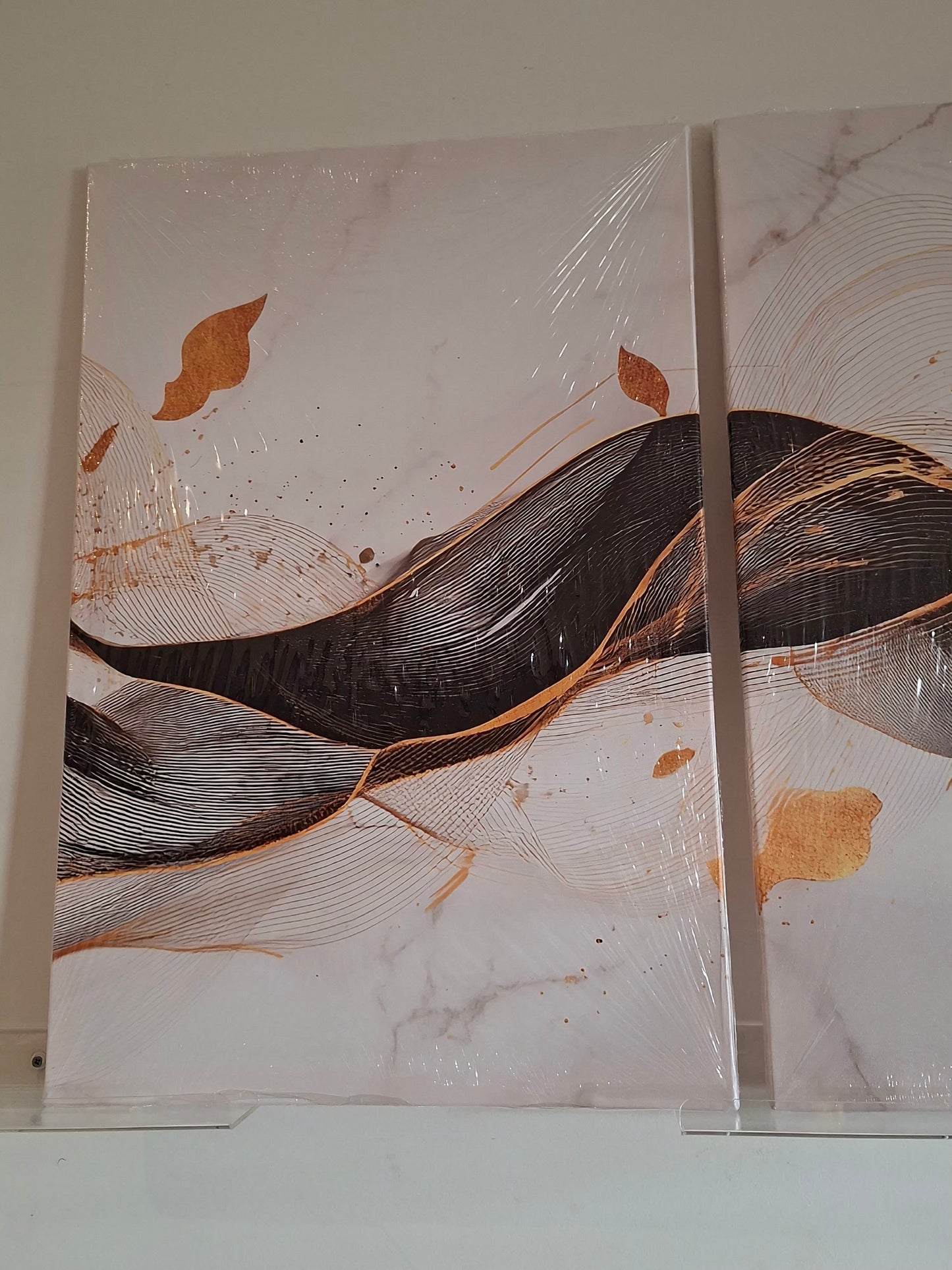 Elegant Wave Marble Canvas Wall Art Set