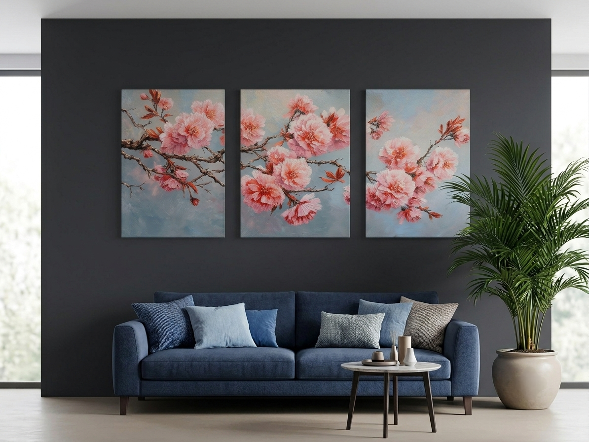Cherry Blossom Canvas Print Wall Art 3pcs Set