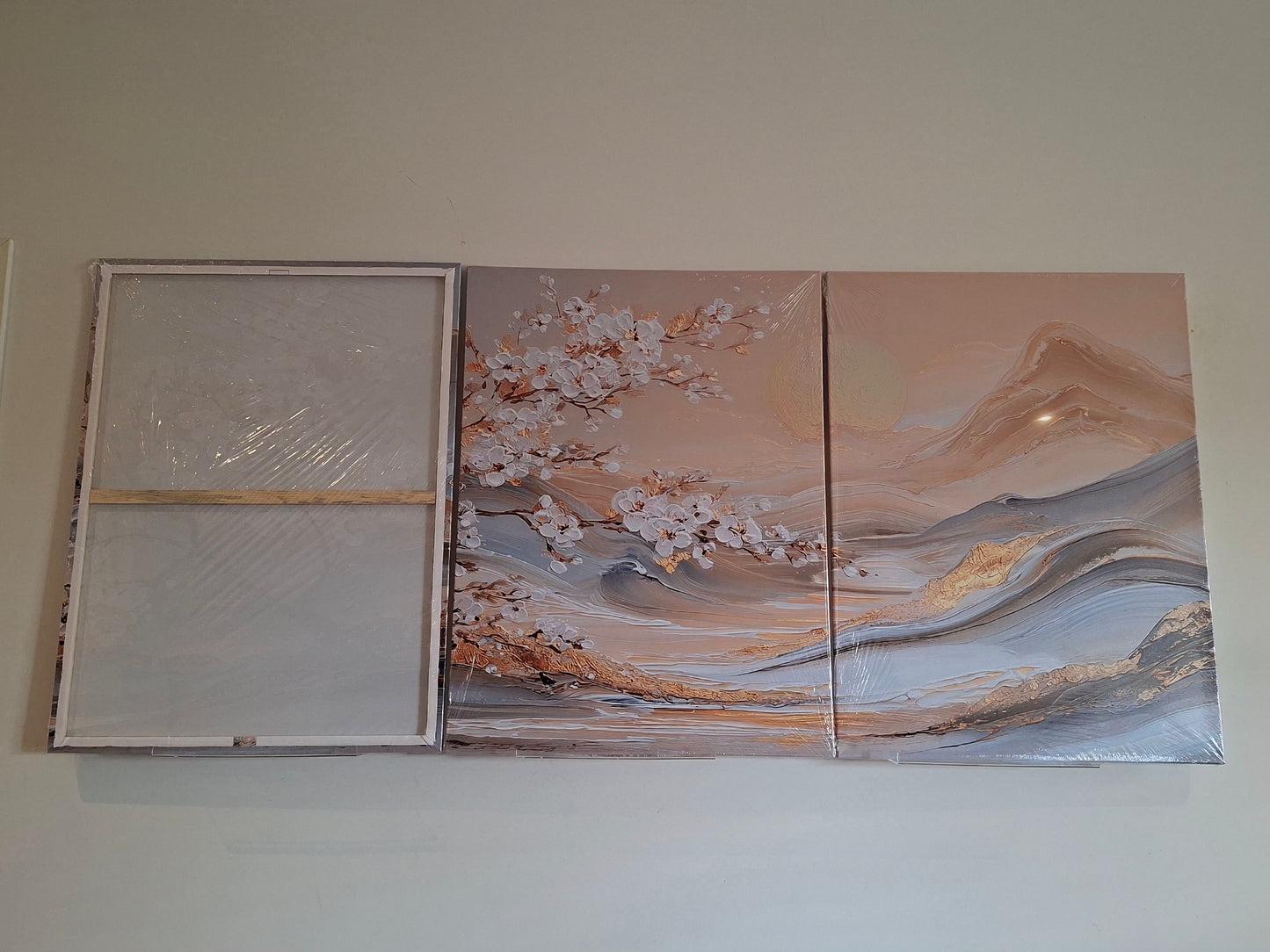 Plum Blossom Landscape Canvas Wall Art Set
