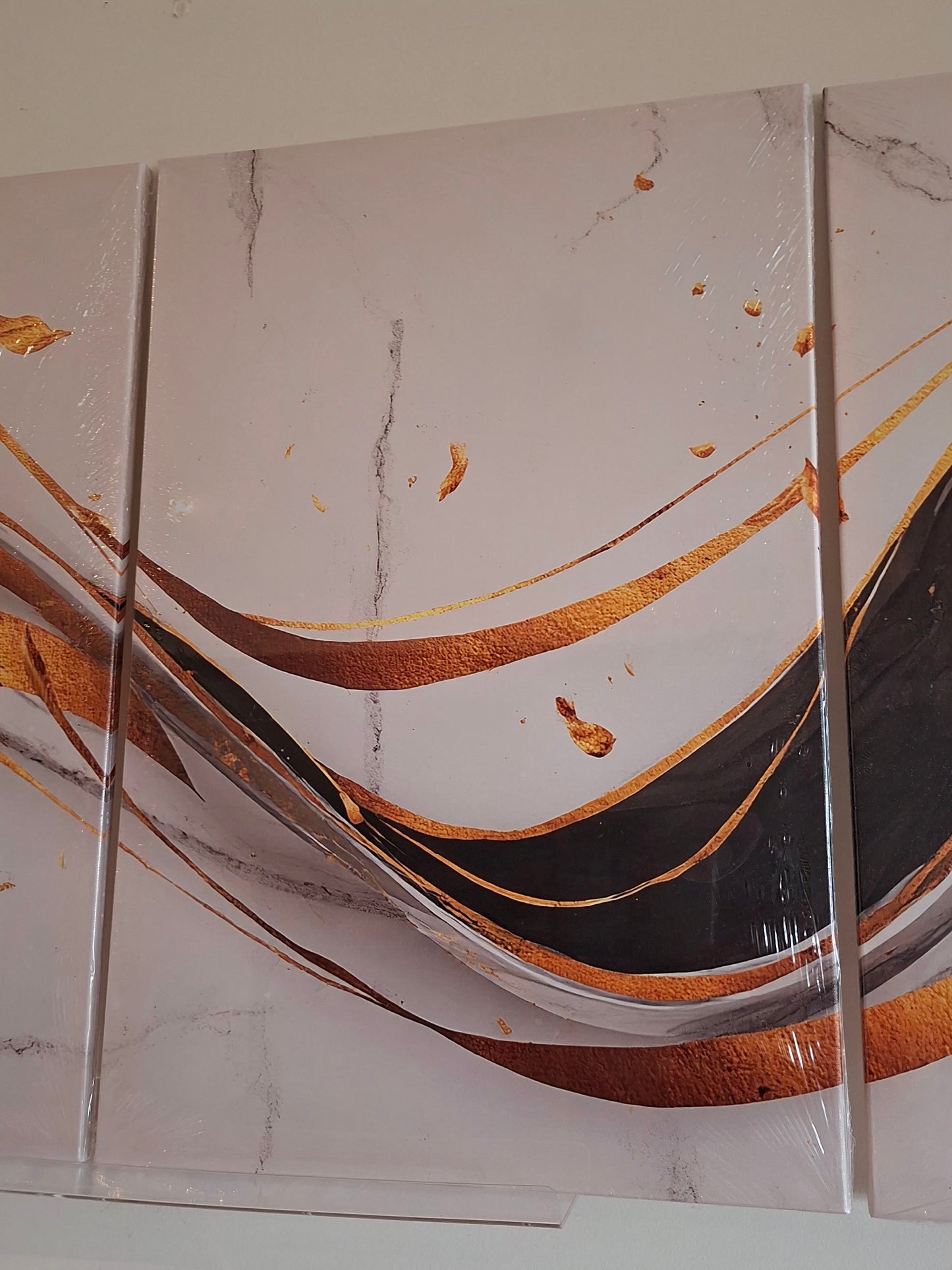 Gold Marble Wave Abstract Canvas Wall Art Set