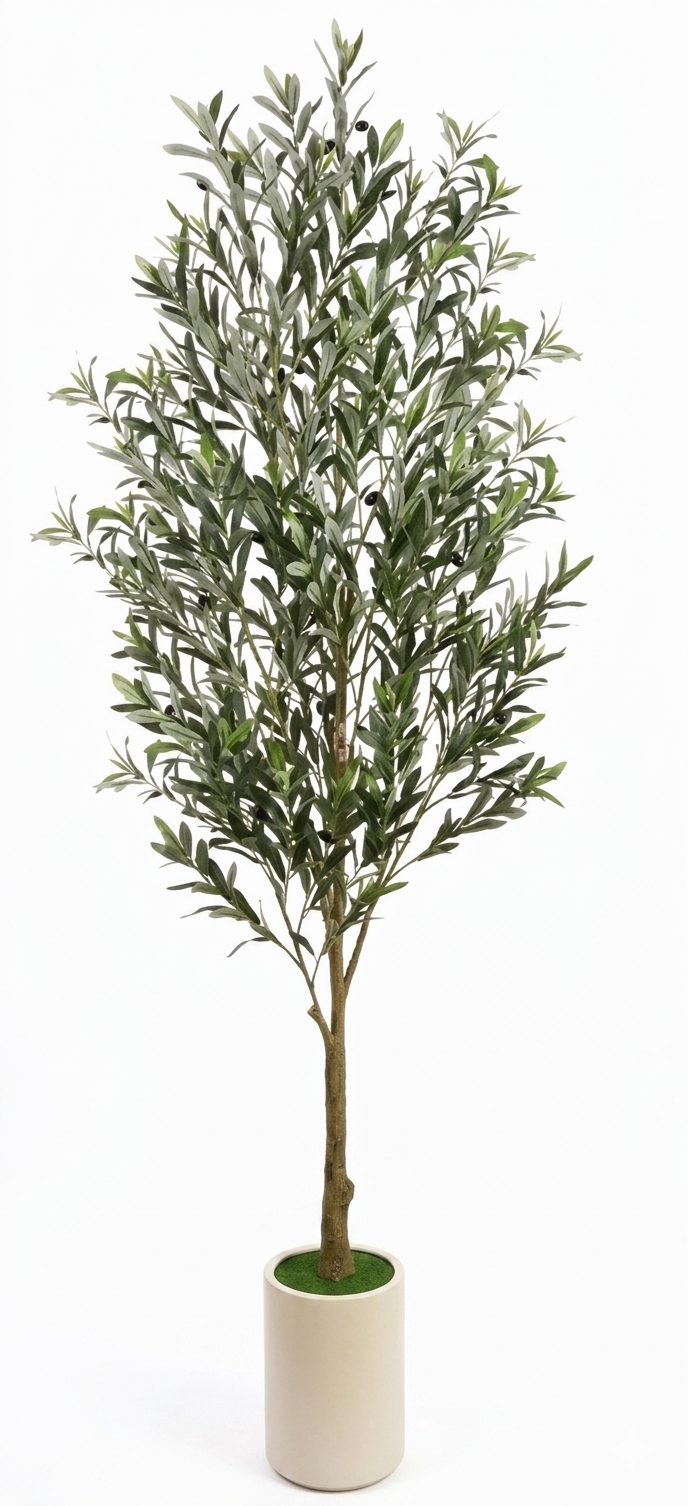 Artificial Olive Tree with Natural Wood Trunk & Lifelike Fruits - Indoor Décor