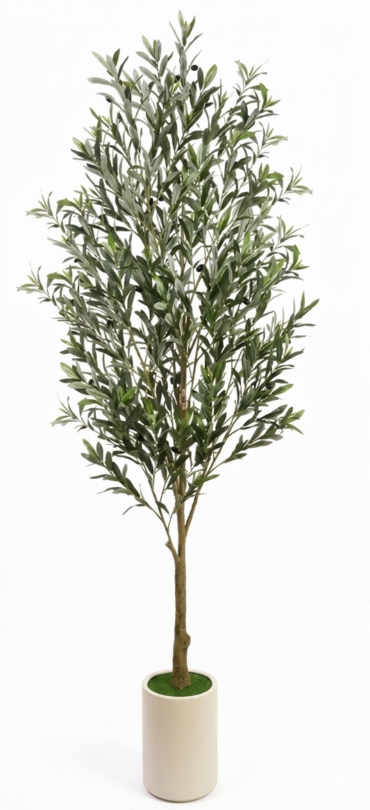 Artificial Olive Tree with Natural Wood Trunk & Lifelike Fruits - Indoor Décor