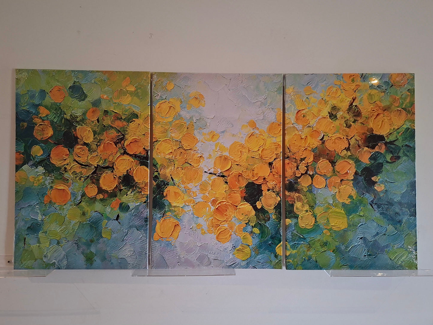 Yellow Blossom Botanical Canvas Wall Art – Turquoise Modern Nature Décor