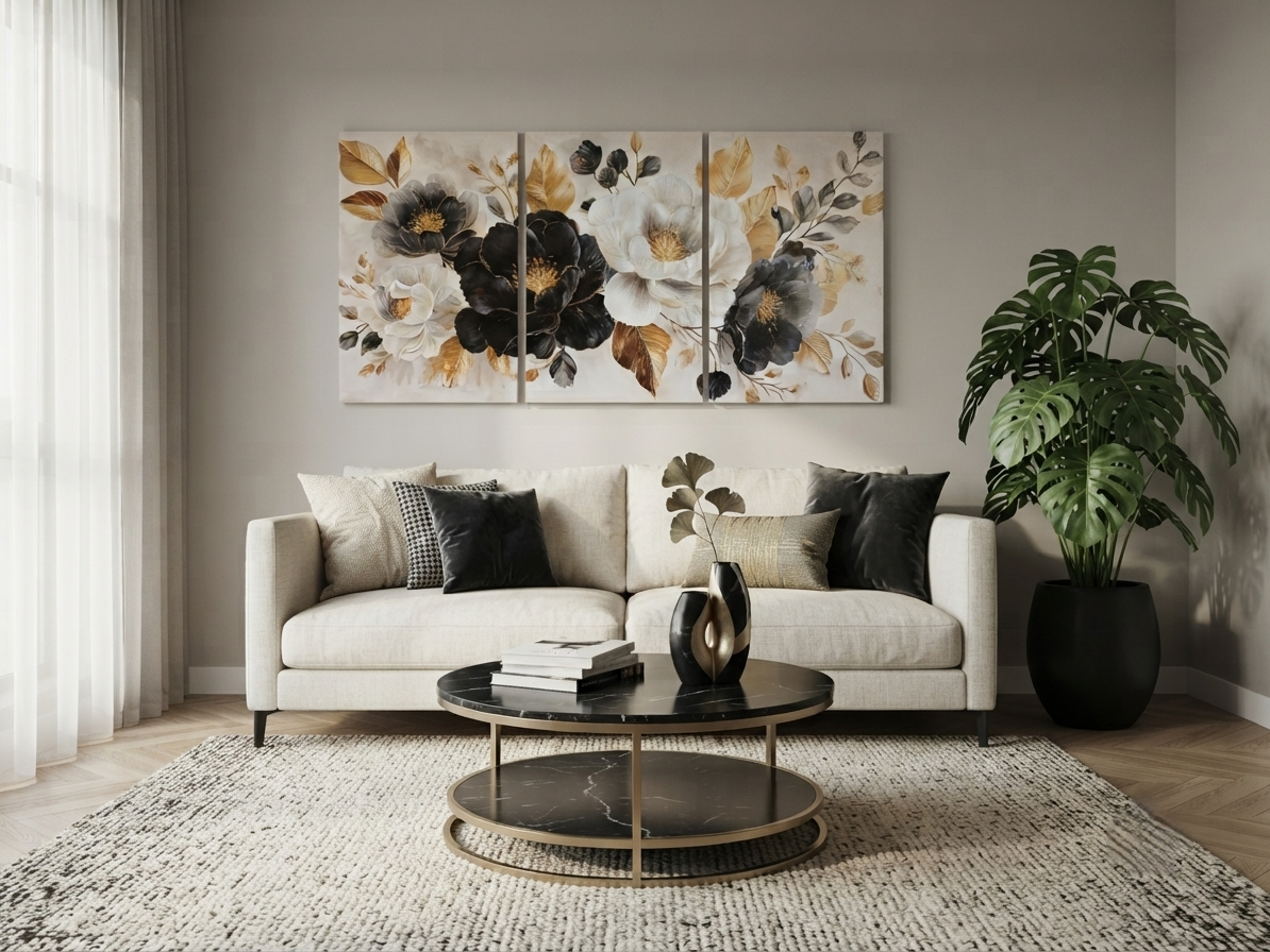 Elegant Floral Canvas Print Wall Art - 3pcs Set