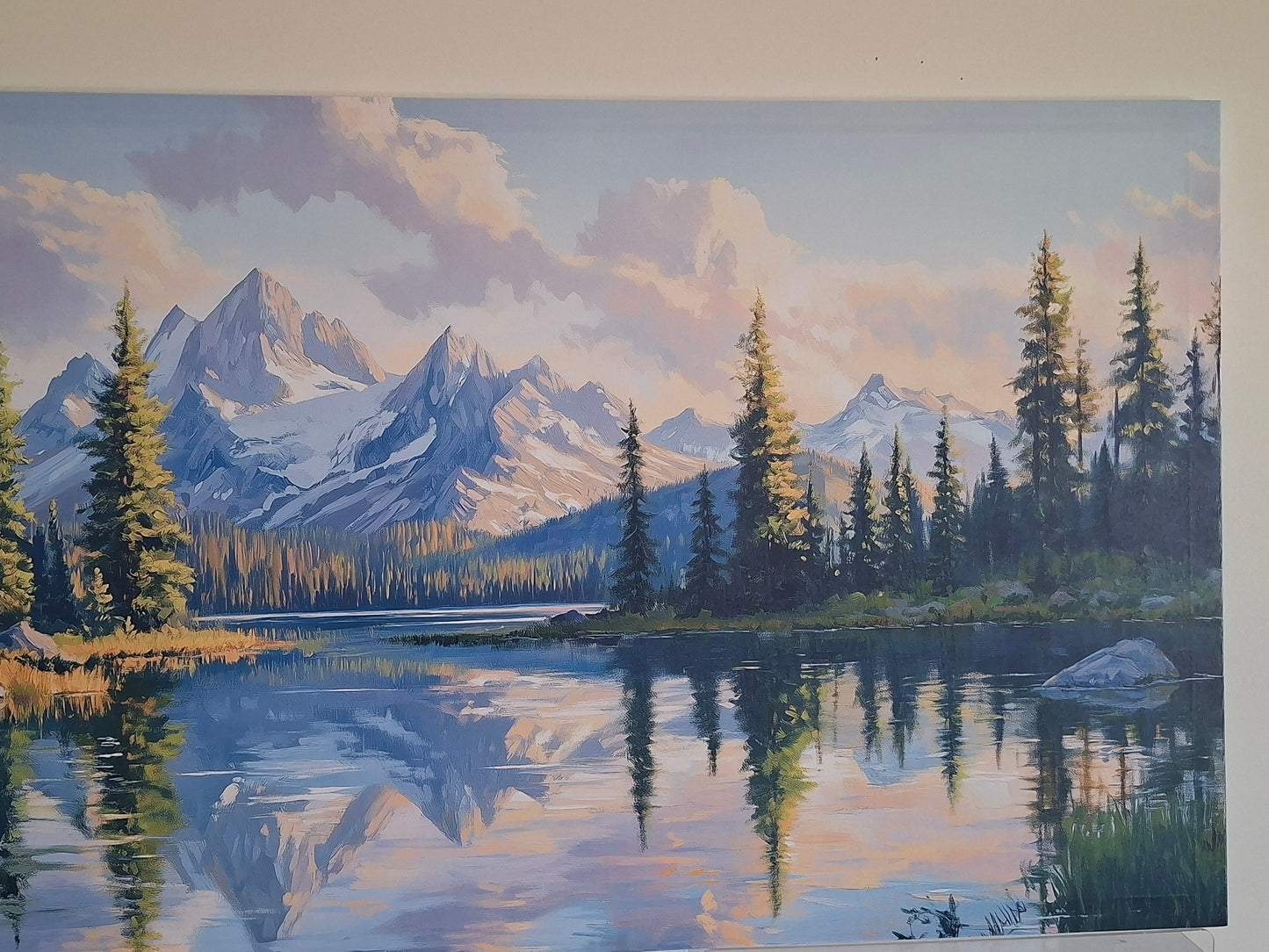Serene Lake & Mountain Landscape Canvas Wall Art – Nature Scenery