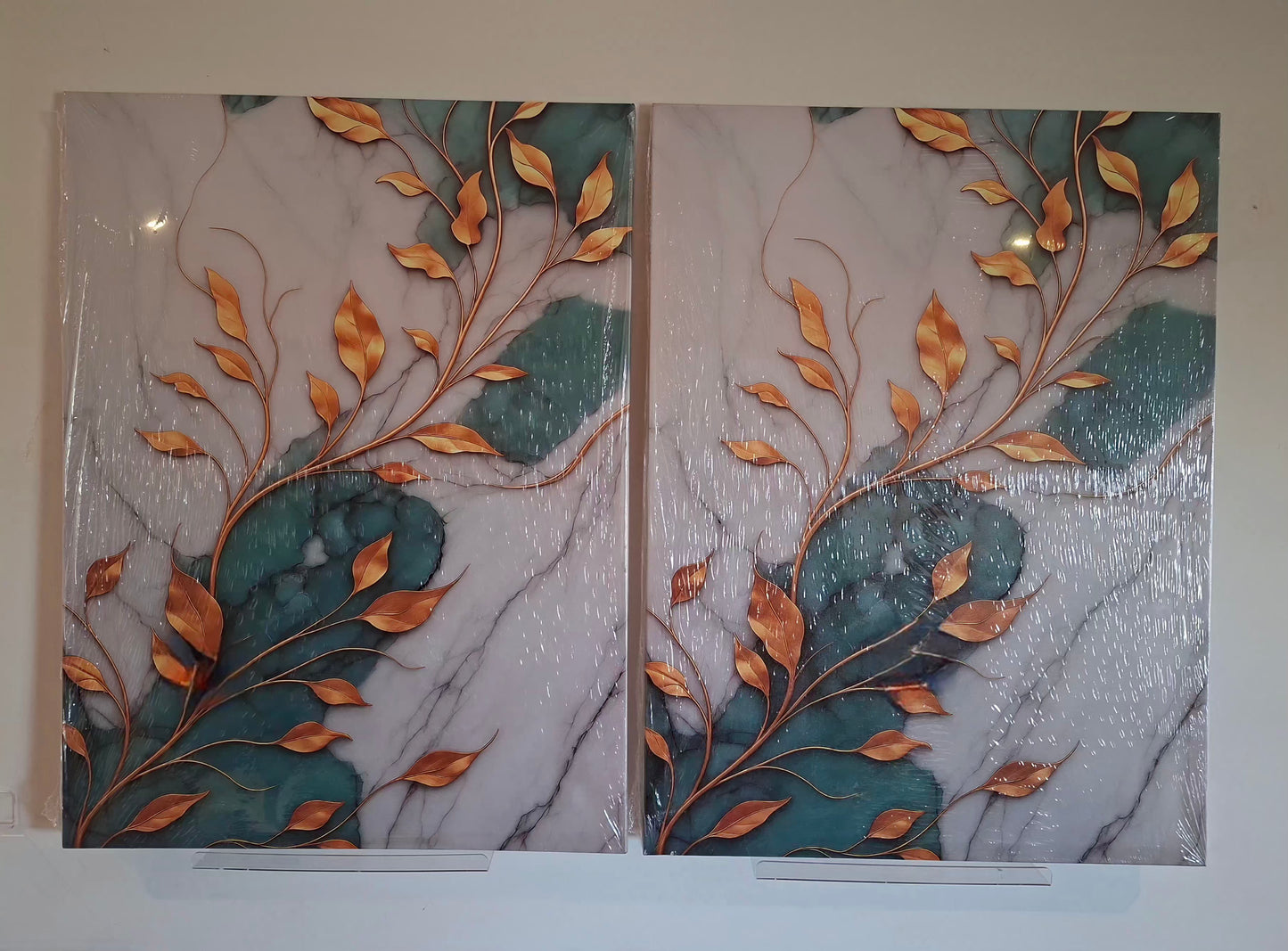 Green Marble & Gold Abstract Wall Art – Modern Minimalist Canvas Décor