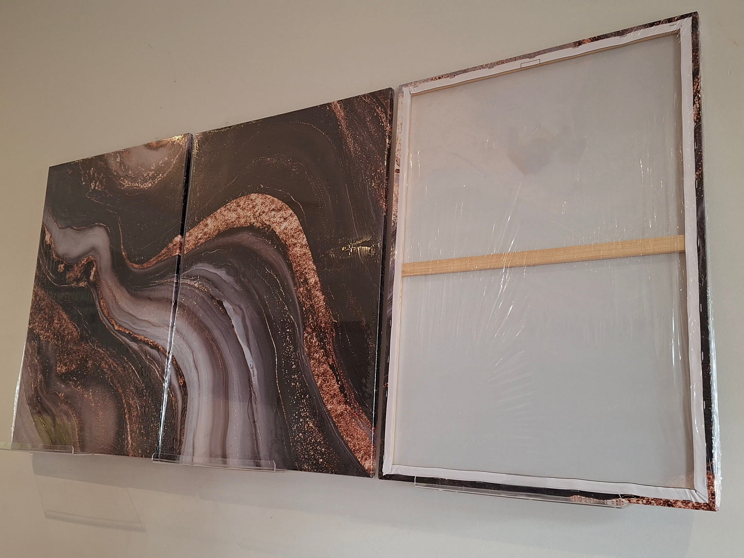 Golden Abstract Wall Art – Luxury Flowing Line Canvas Set