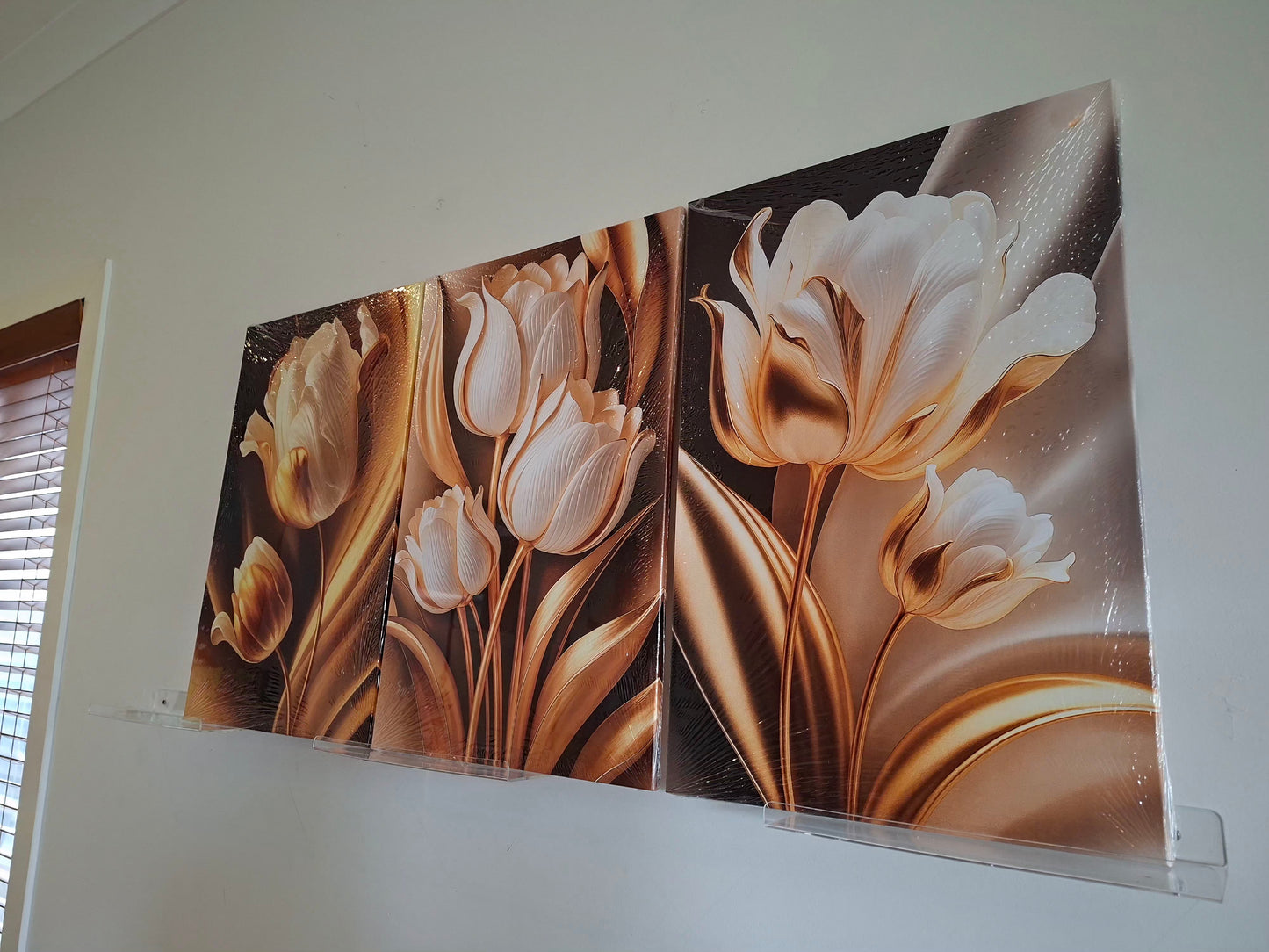 Luxury Gold Tulip Canvas Wall Art Set