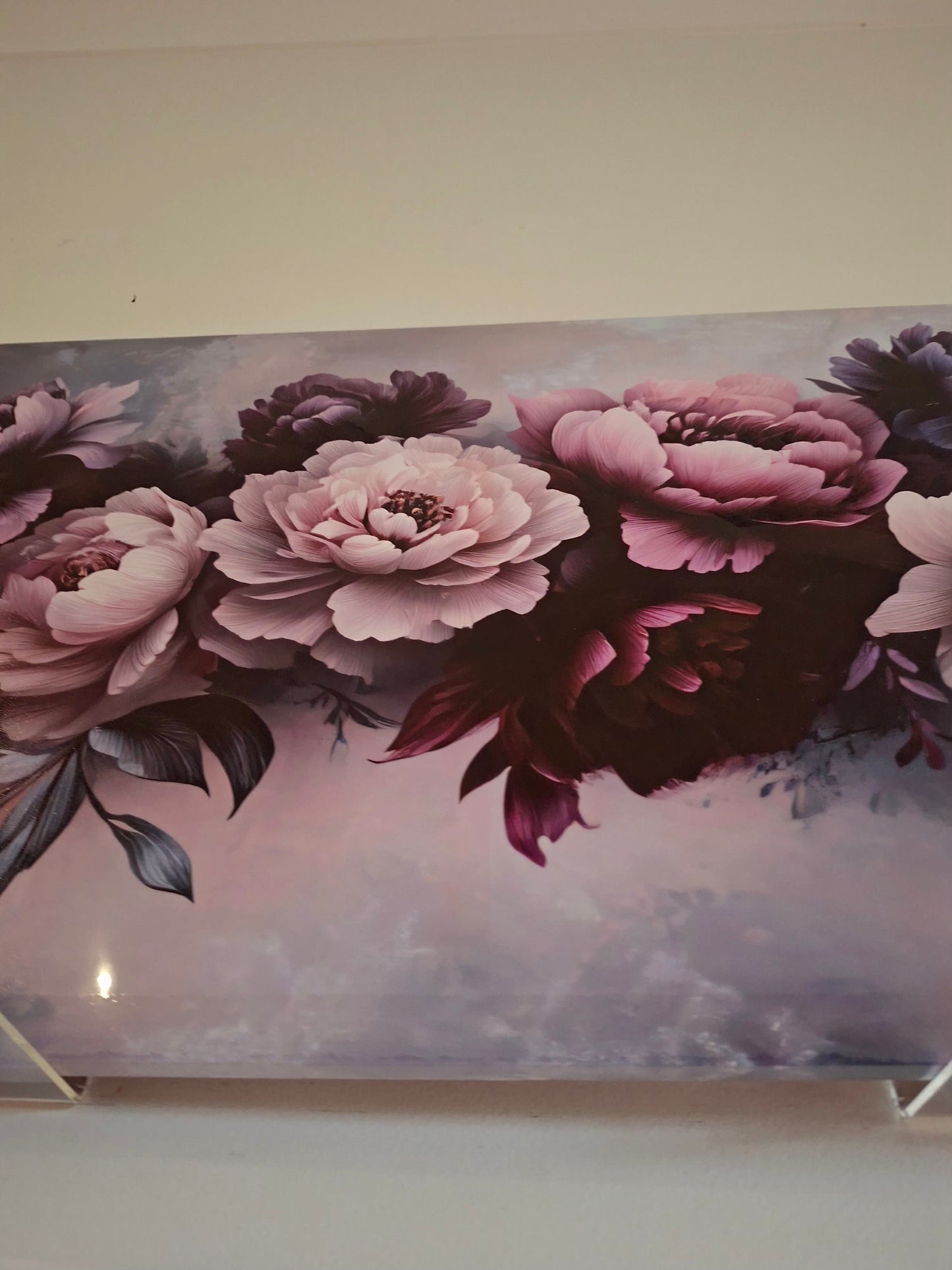 Purple & White Peony Framed Canvas Wall Art – Elegant Floral Décor