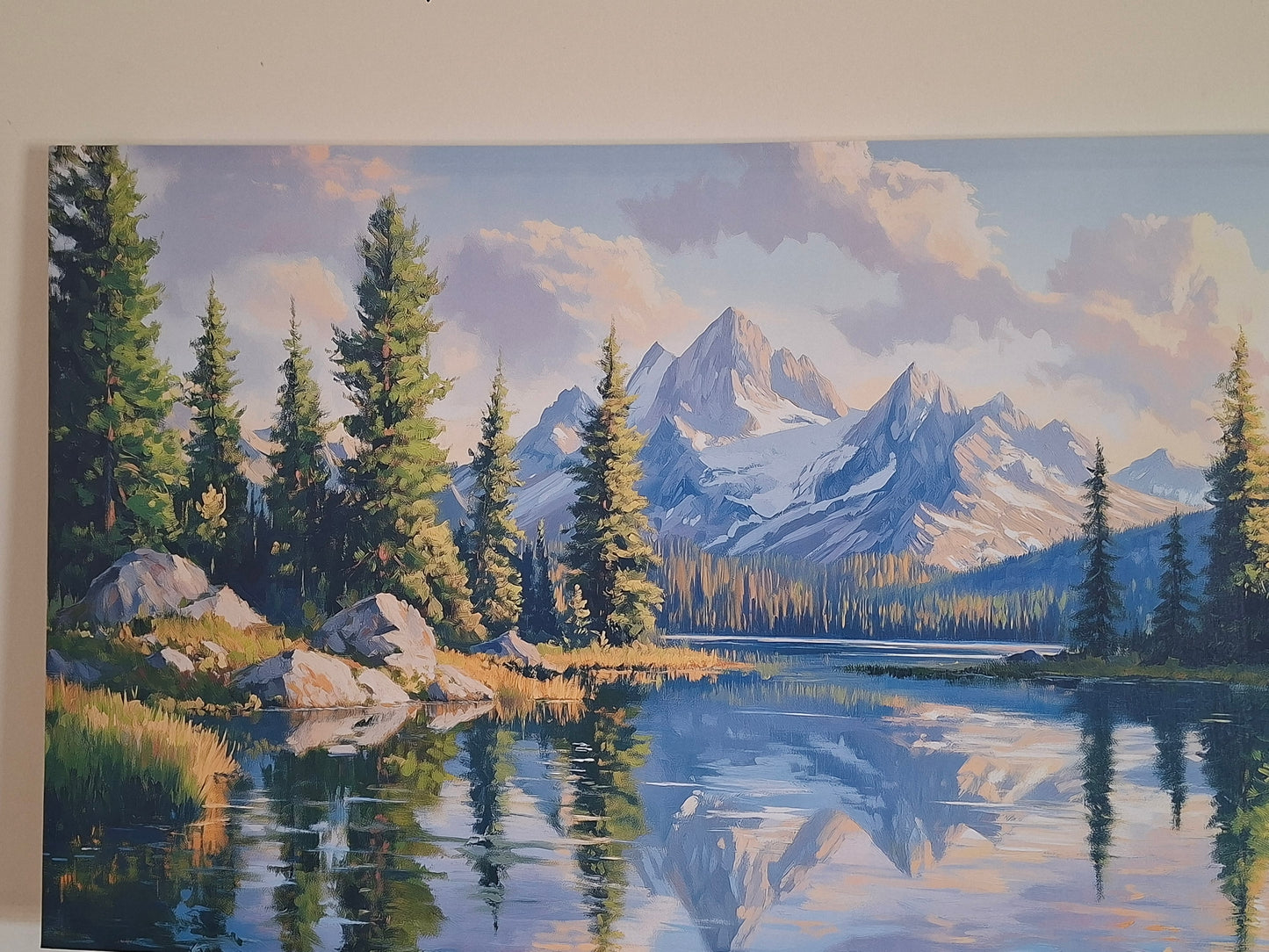 Serene Lake & Mountain Landscape Canvas Wall Art – Nature Scenery