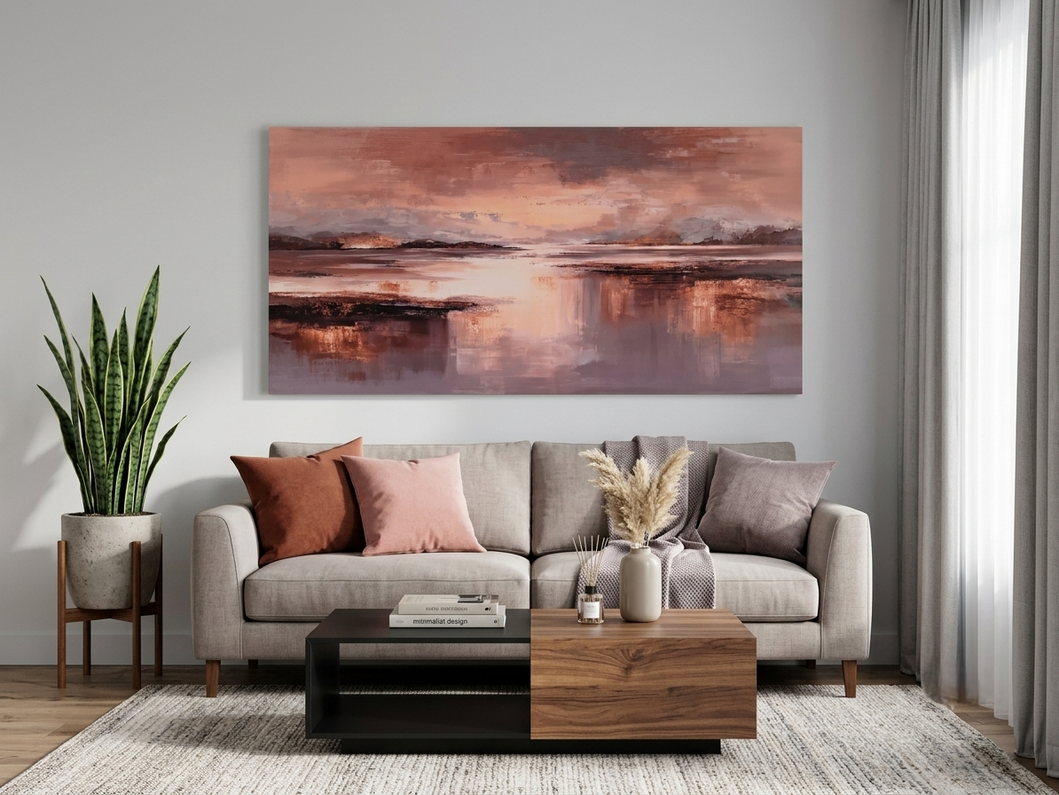 Minimalist Beige Abstract Landscape Canvas Wall Art Décor