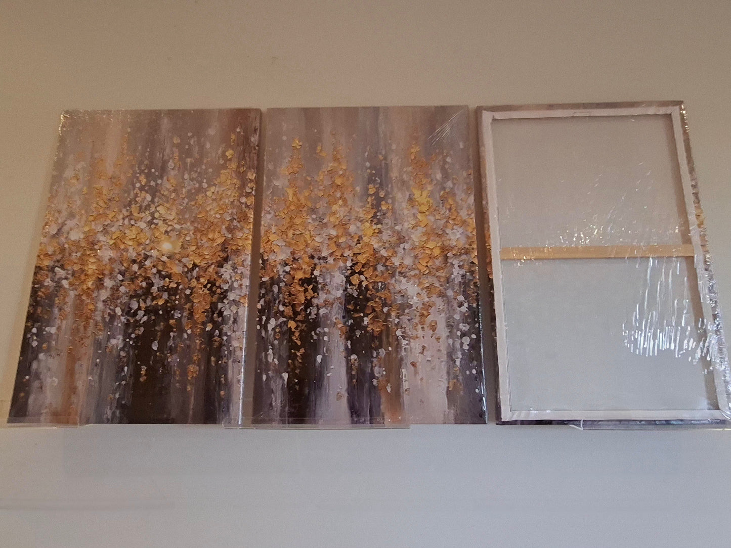 Gray Gradient and Gold Abstract Wall Art Set
