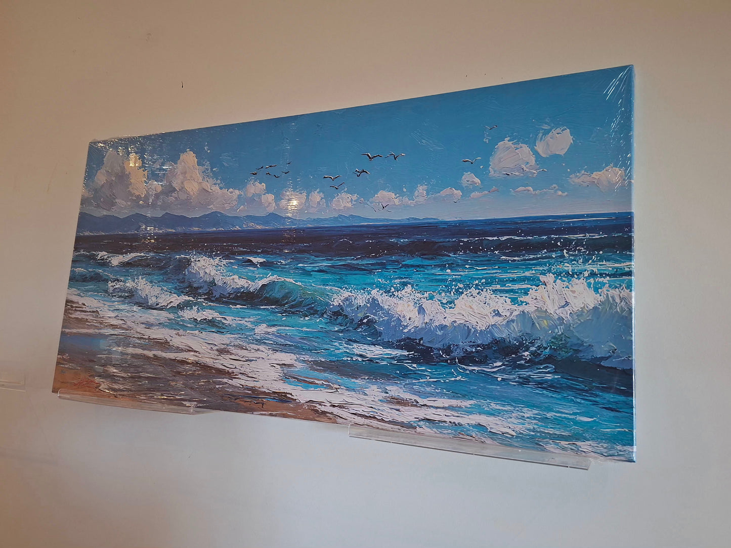 Ocean Waves & Seagulls Canvas Wall Art – Serene Coastal Landscape Décor