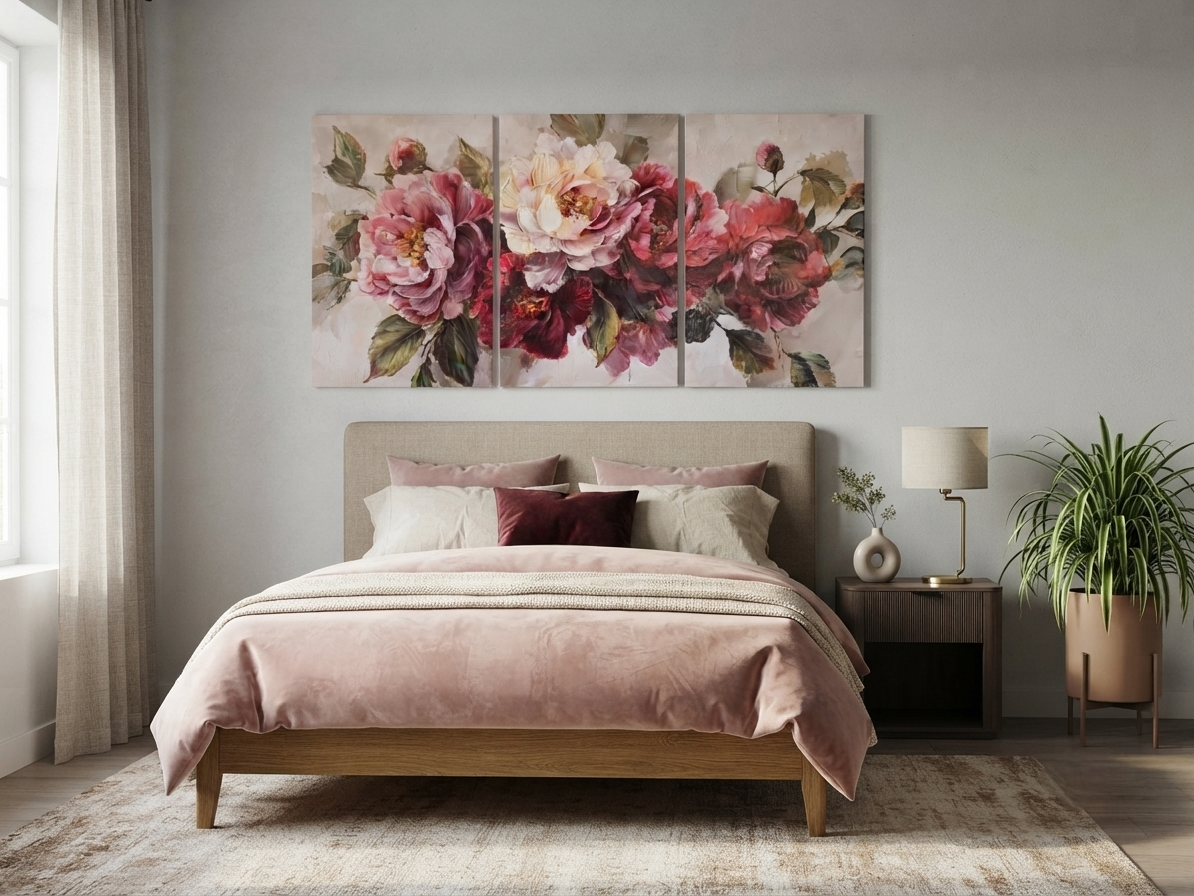 Soft Pink Floral Canvas Wall Art – Romantic Spring Bloom Décor