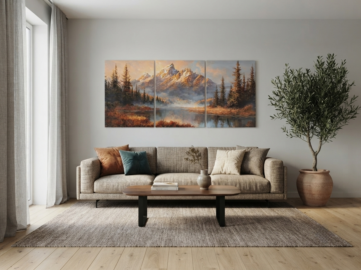 Sunset Mountain Canvas Print Wall Art Set