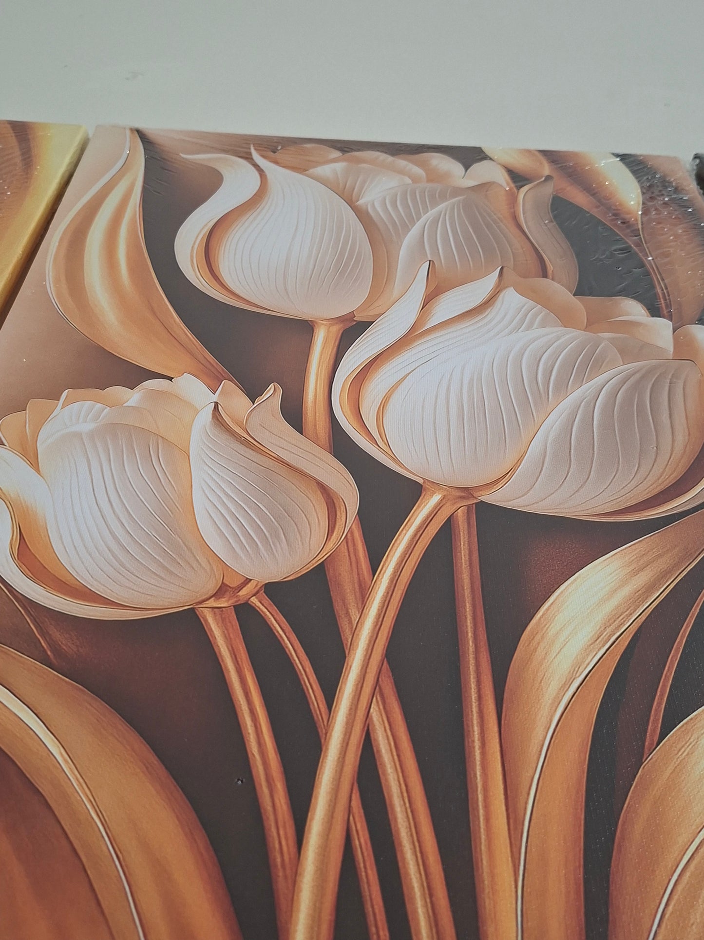 Luxury Gold Tulip Canvas Wall Art Set