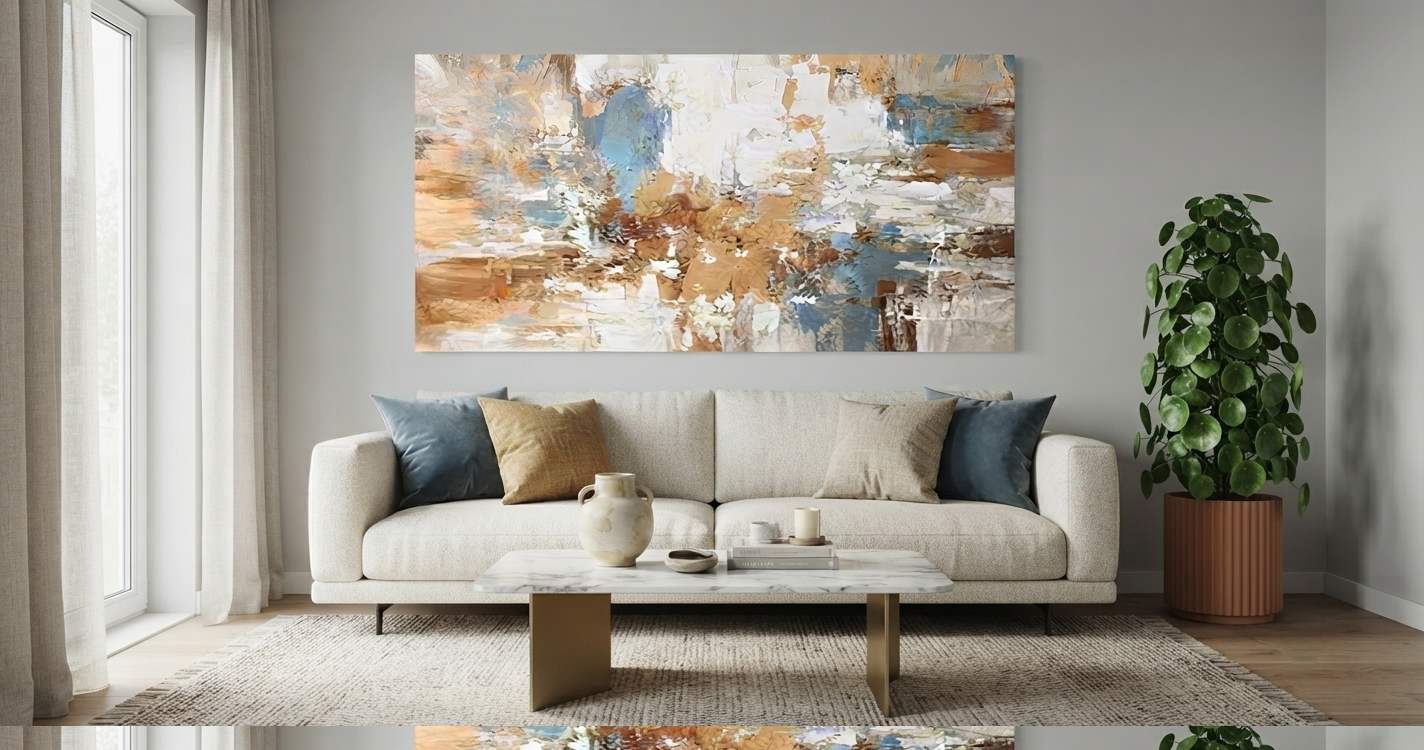 Hand-Painted Abstract Landscape Oil Painting – Timeless Color Symphony Canvas Art