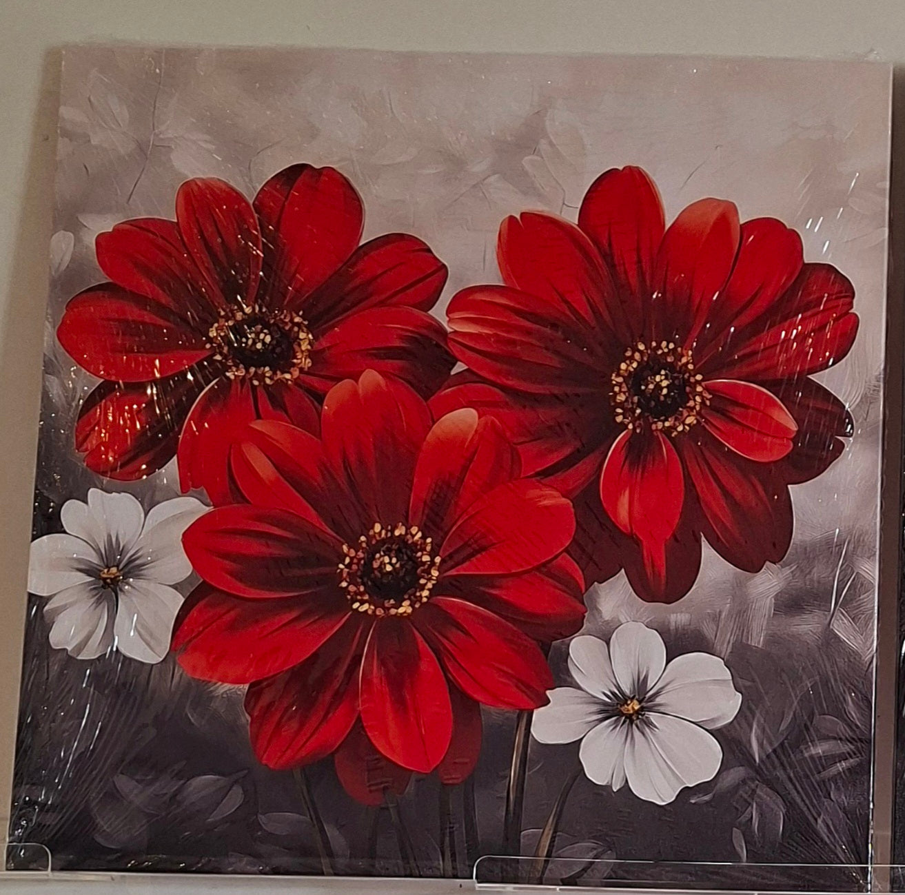 Vibrant Red Bloom Canvas Wall Art Set