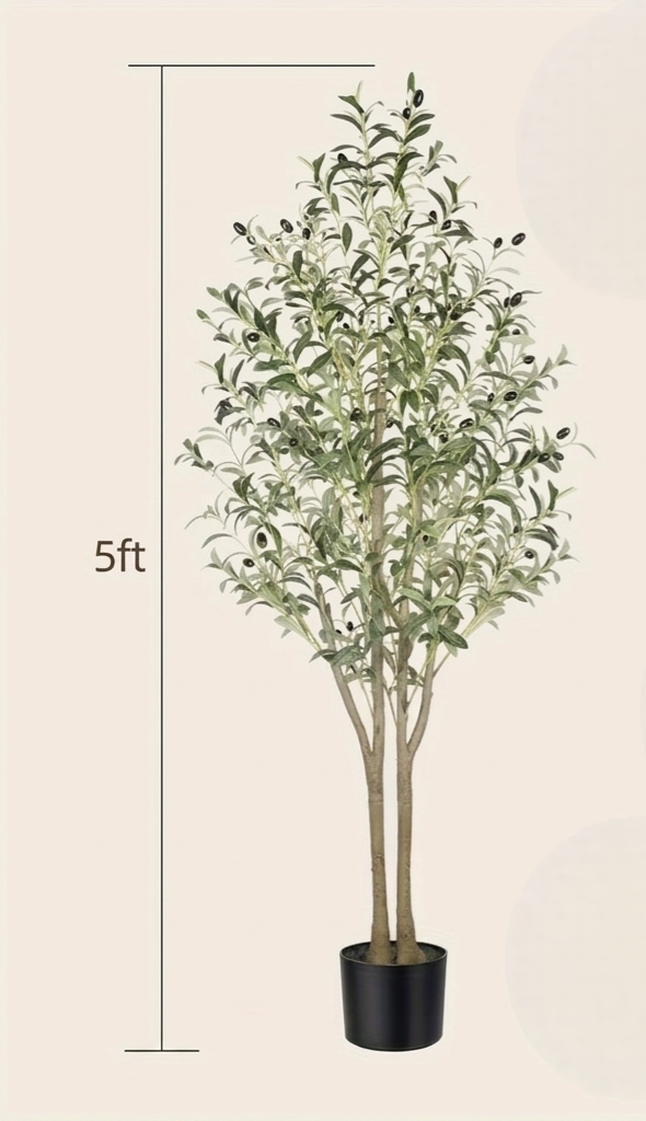 Artificial Olive Tree with Natural Wood Trunk & Lifelike Fruits - Indoor Décor