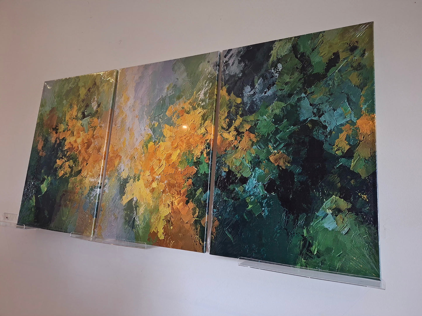 Yellow and Green Abstract Wall Art – Modern Impressionist Décor