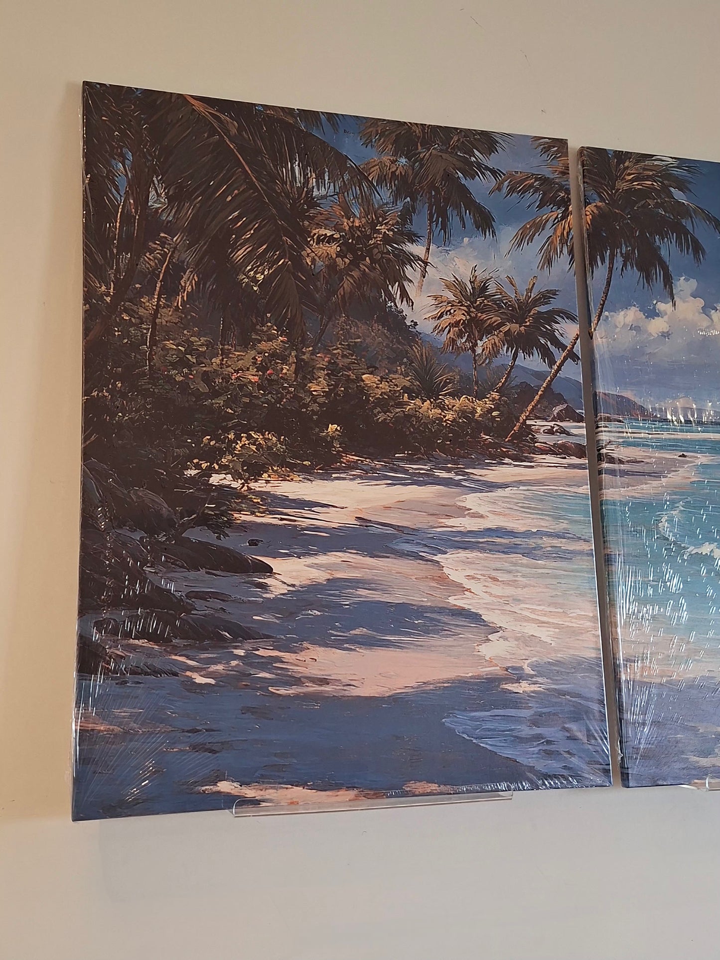 Tropical Beach Wall Art – Palm Trees & Ocean Waves Canvas Set